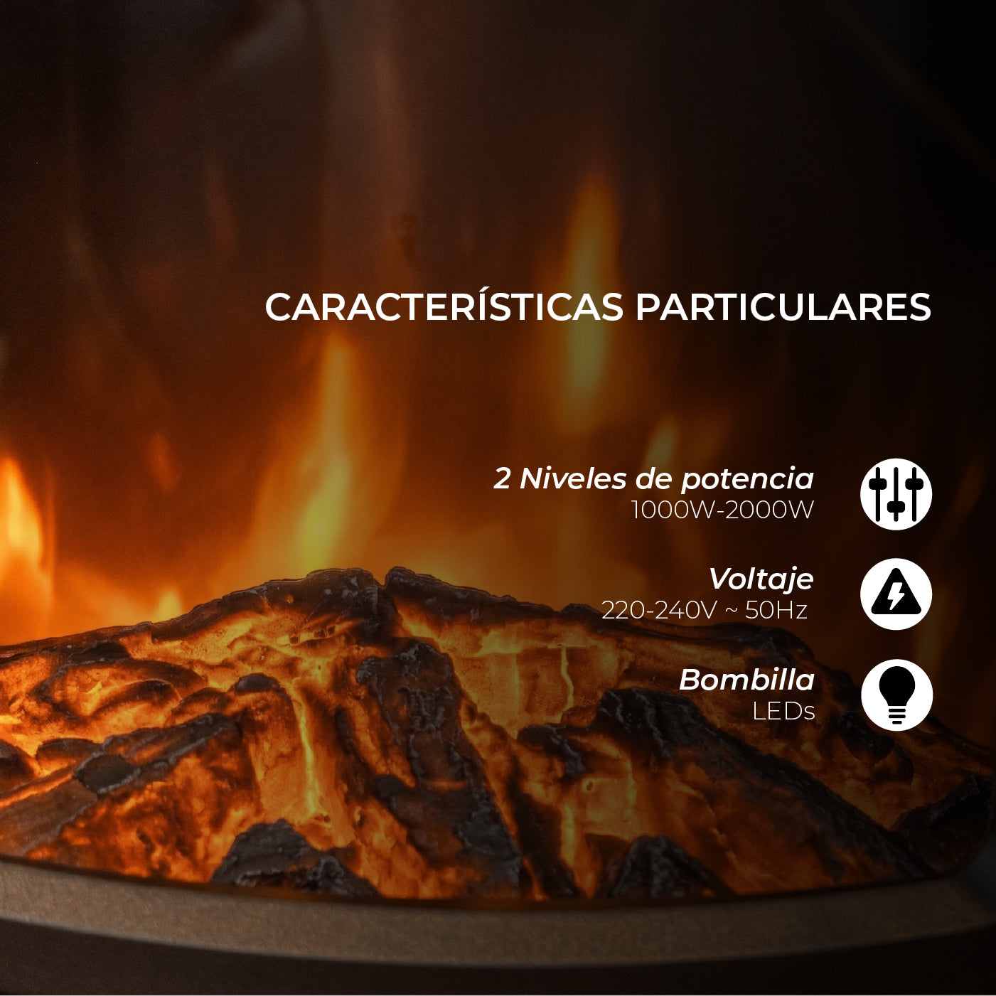 Calefactor Chimenea Eléctrica Wifi Magma 2000W