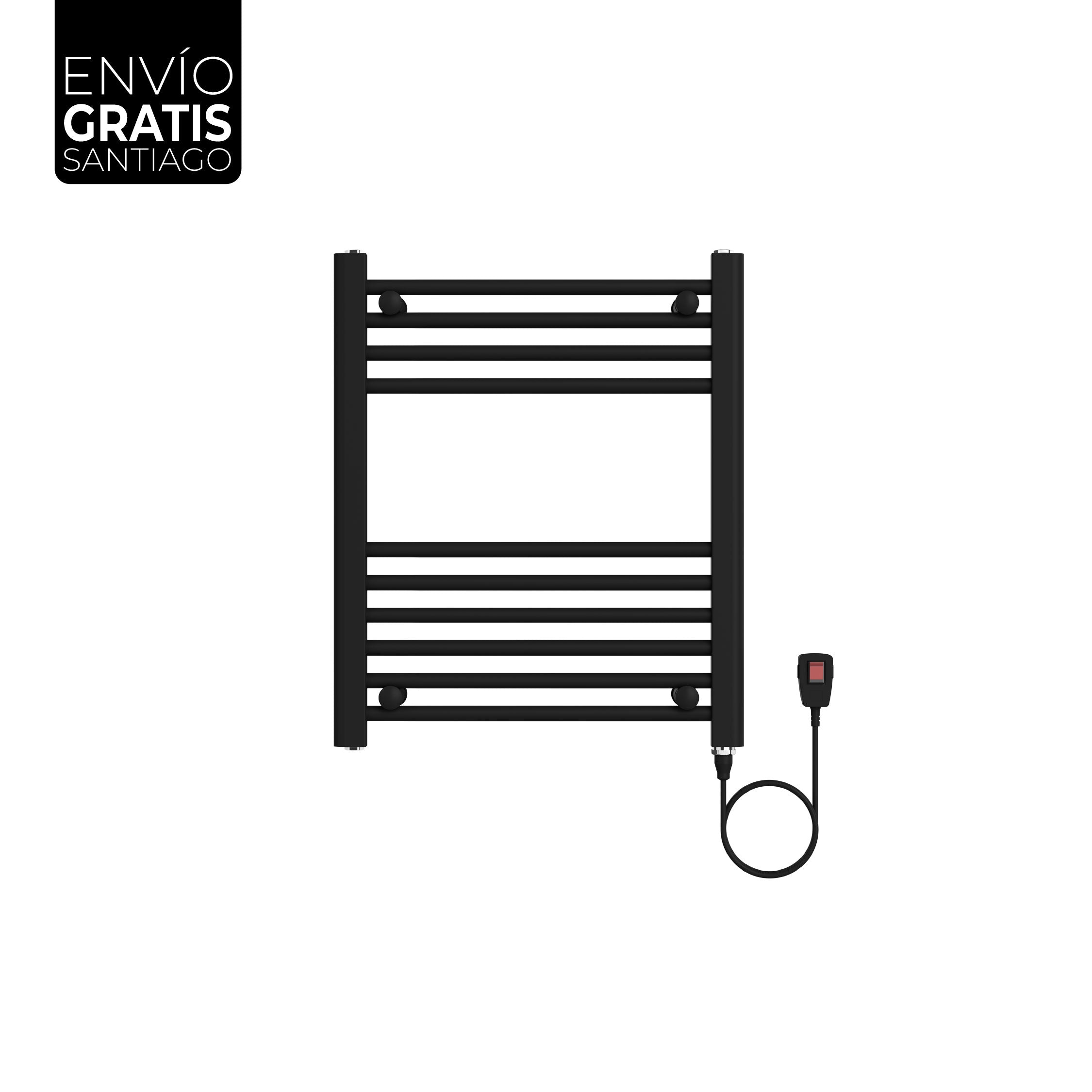 Calefactor Secador de Toallas Eléctrico para Baño 200W Mural 60x50 cm Lipari Negro