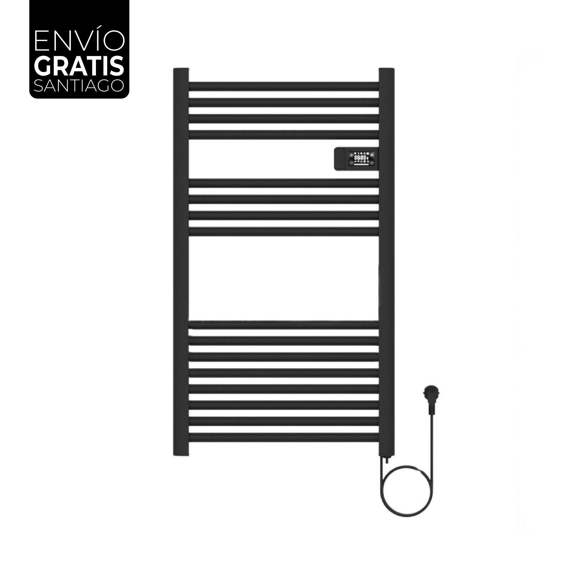 Calefactor Secador de Toallas Eléctrico para Baño Programable 500 w Mural 88x54 cm Vesubio Negro