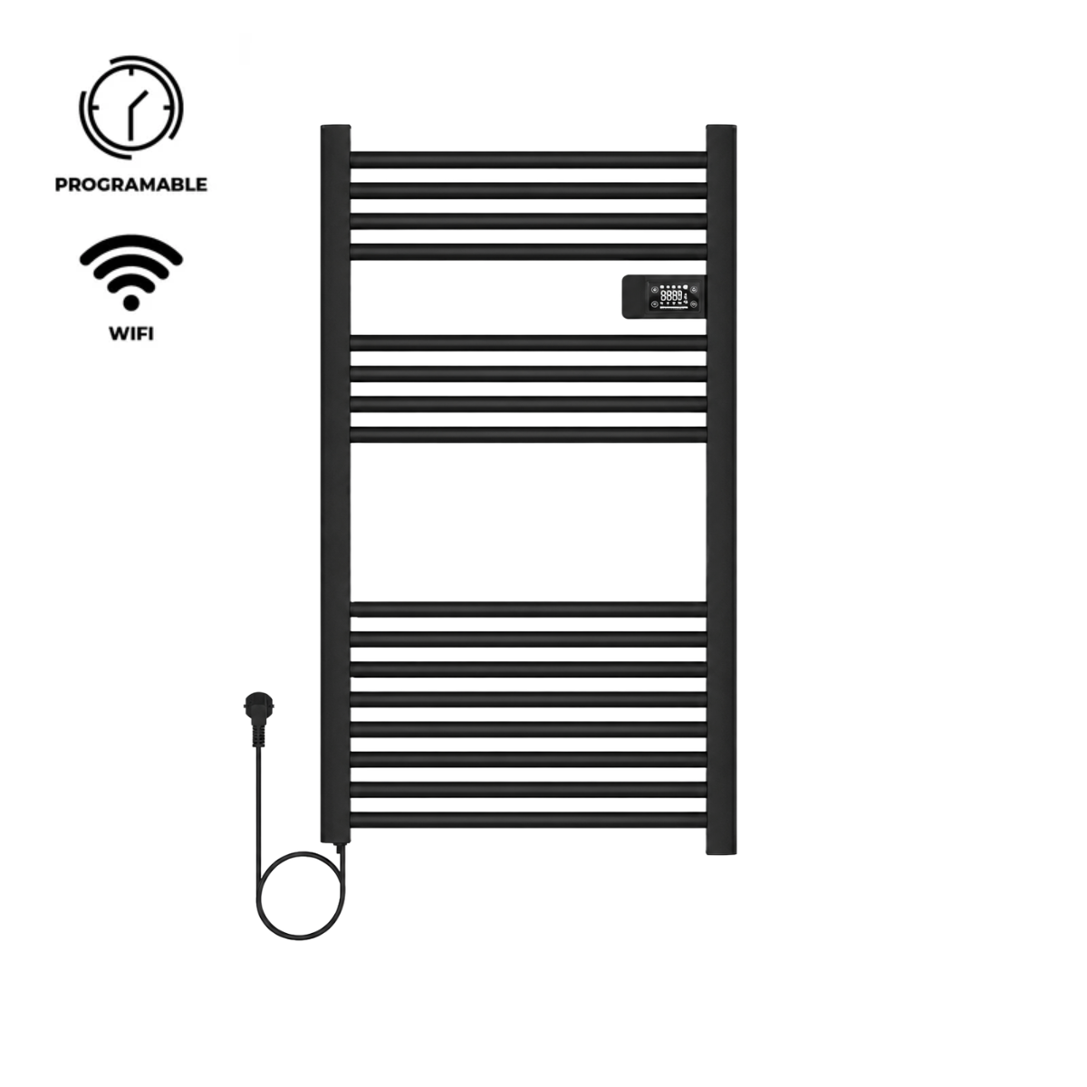 Calefactor Secador de Toallas WIFI Programable 500W Mural 88x54 cm Viglio Negro