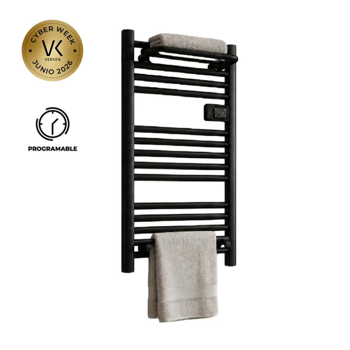 Pack Secador Toallas Vesubio Negro + Accesorios