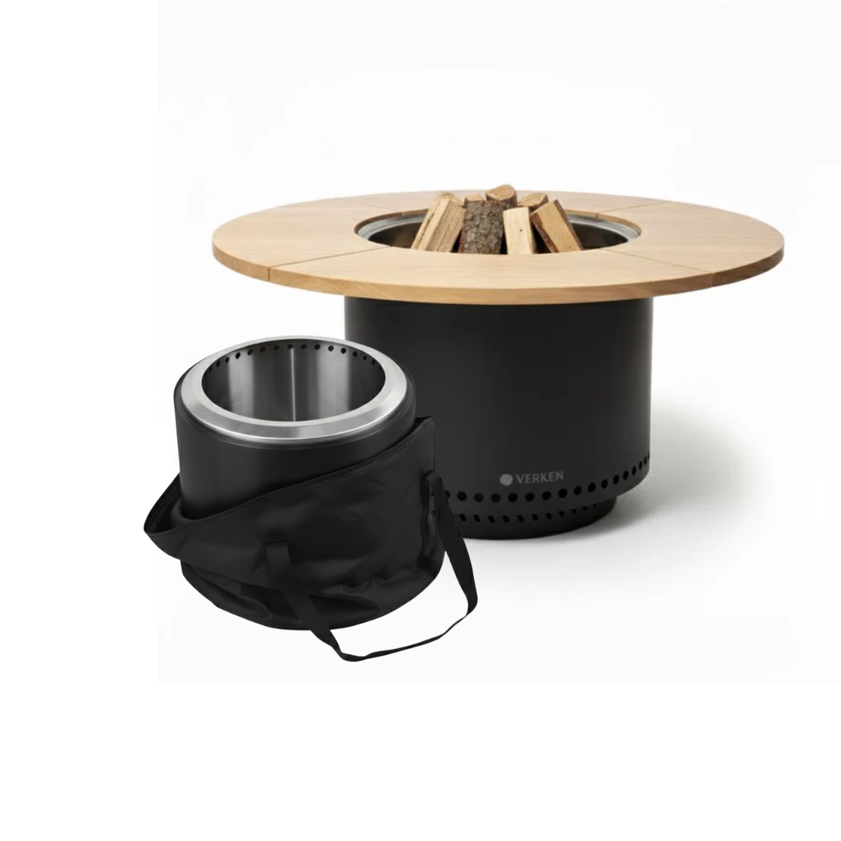 Pack Brasero 50 cm negro + Bolso 50 cm + Mesa Brasero 50 cm