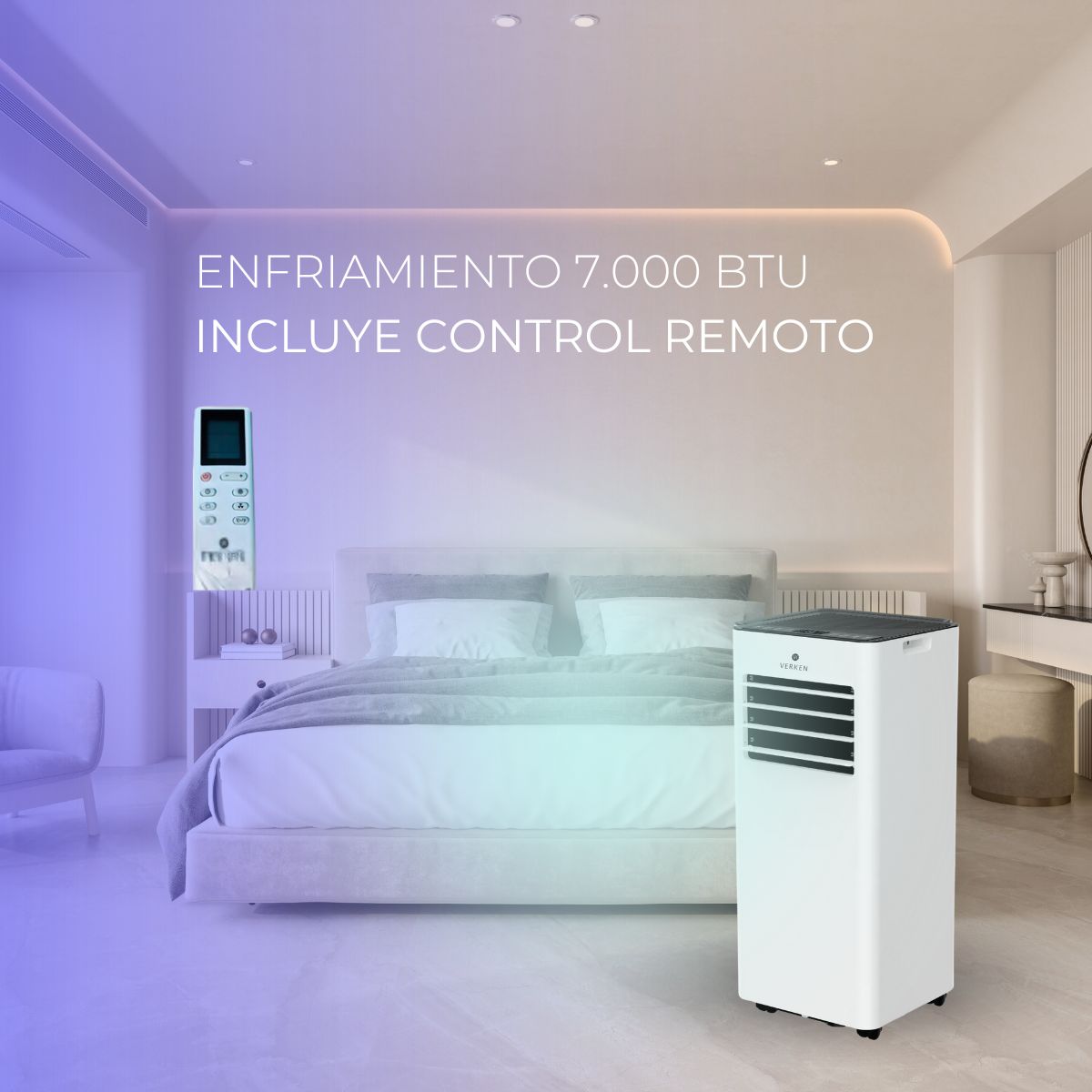 Aire Acondicionado Portátil 3 en 1 - 7.000 BTU Frio Zermatt + Kit Ventana Corrediza 1,76 mt
