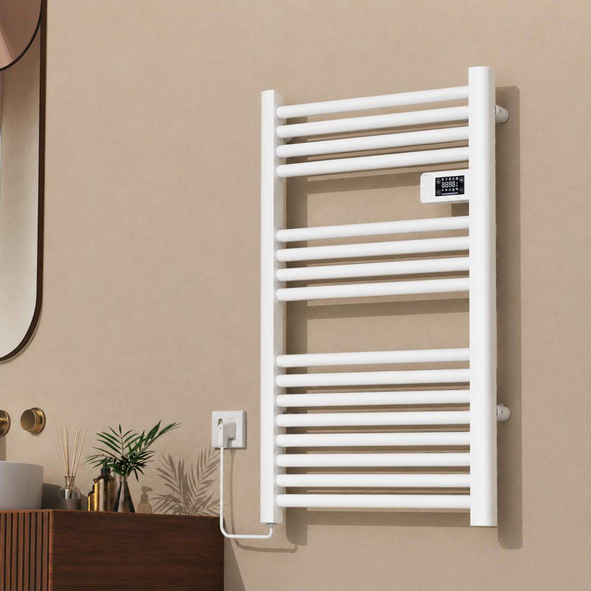 Calefactor Secador de Toallas Eléctrico para Baño Programable 500 w Mural 88x54 cm Vesubio Blanco