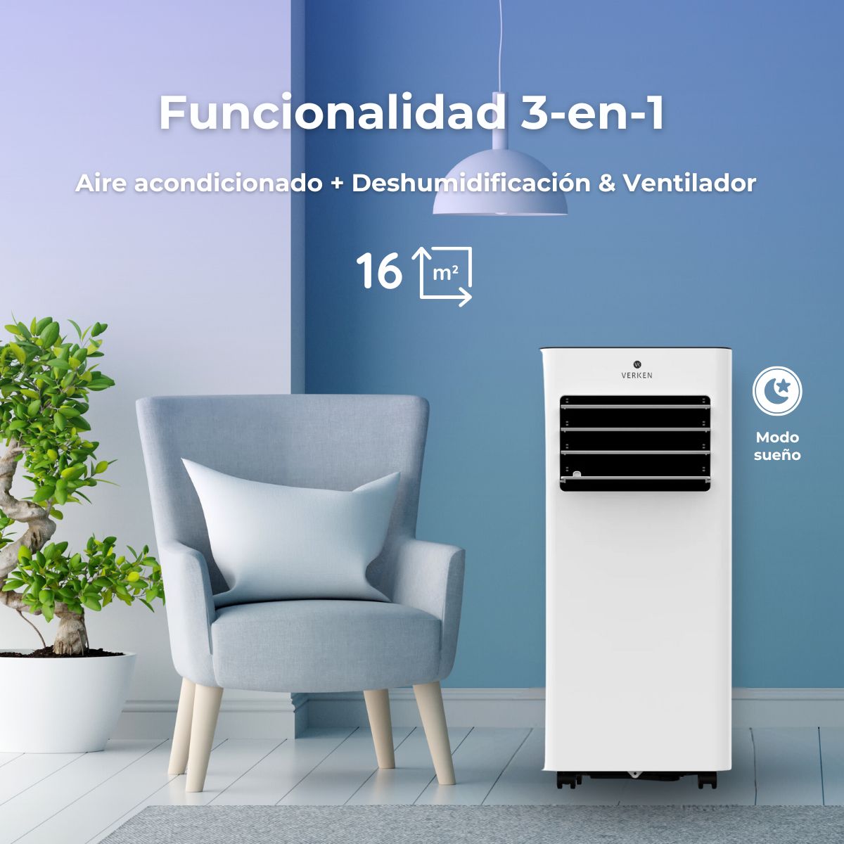 Aire Acondicionado Portátil 3 en 1 - 7.000 BTU Frio Zermatt + Kit Ventana Corrediza 1,76 mt