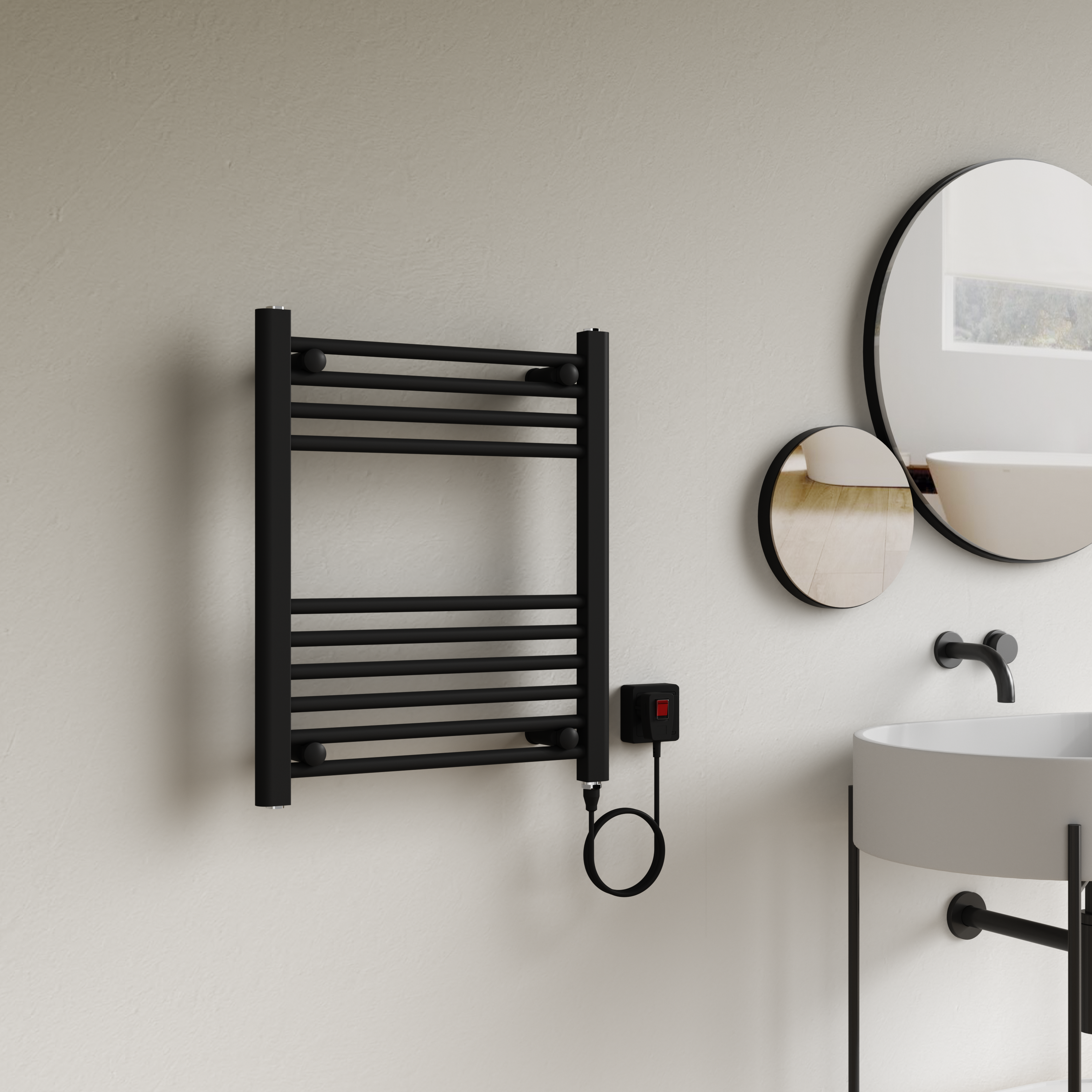 Calefactor Secador de Toallas Eléctrico para Baño 200W Mural 60x50 cm Lipari Negro