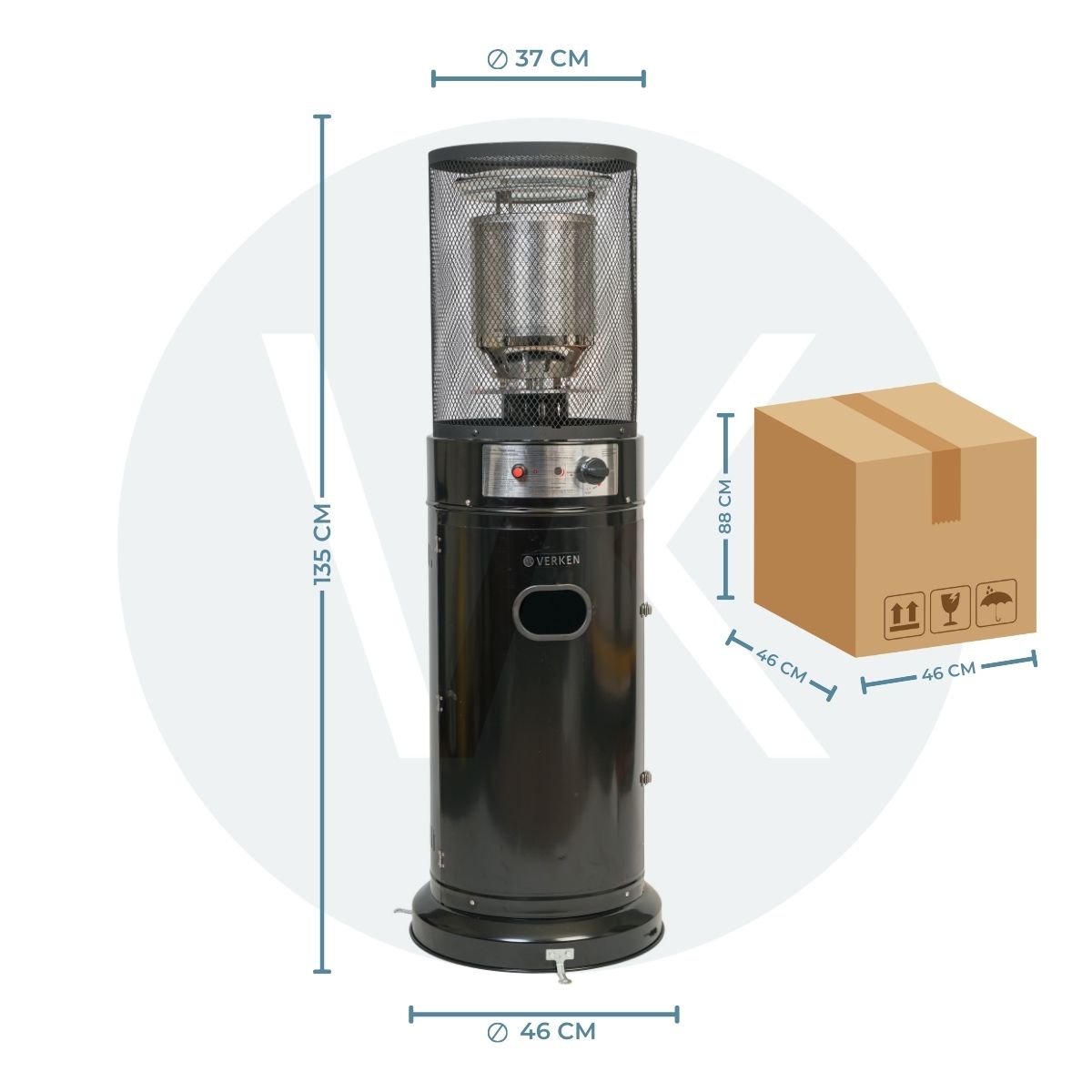 Estufa Exterior Gas Litt - Negro | Calefactor Gas para Terrazas y Patios