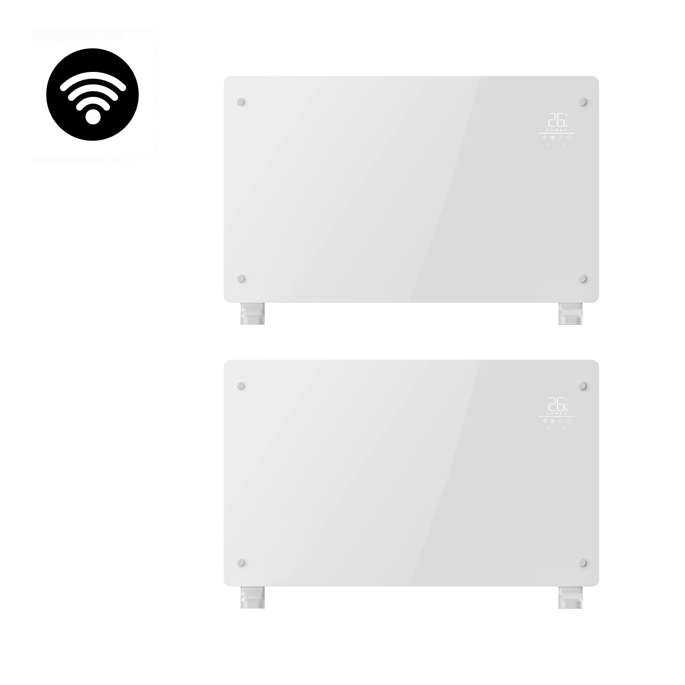 Pack x2 Estufas Paneles Radiadores Eléctricos Heatglass Blanco 2000W