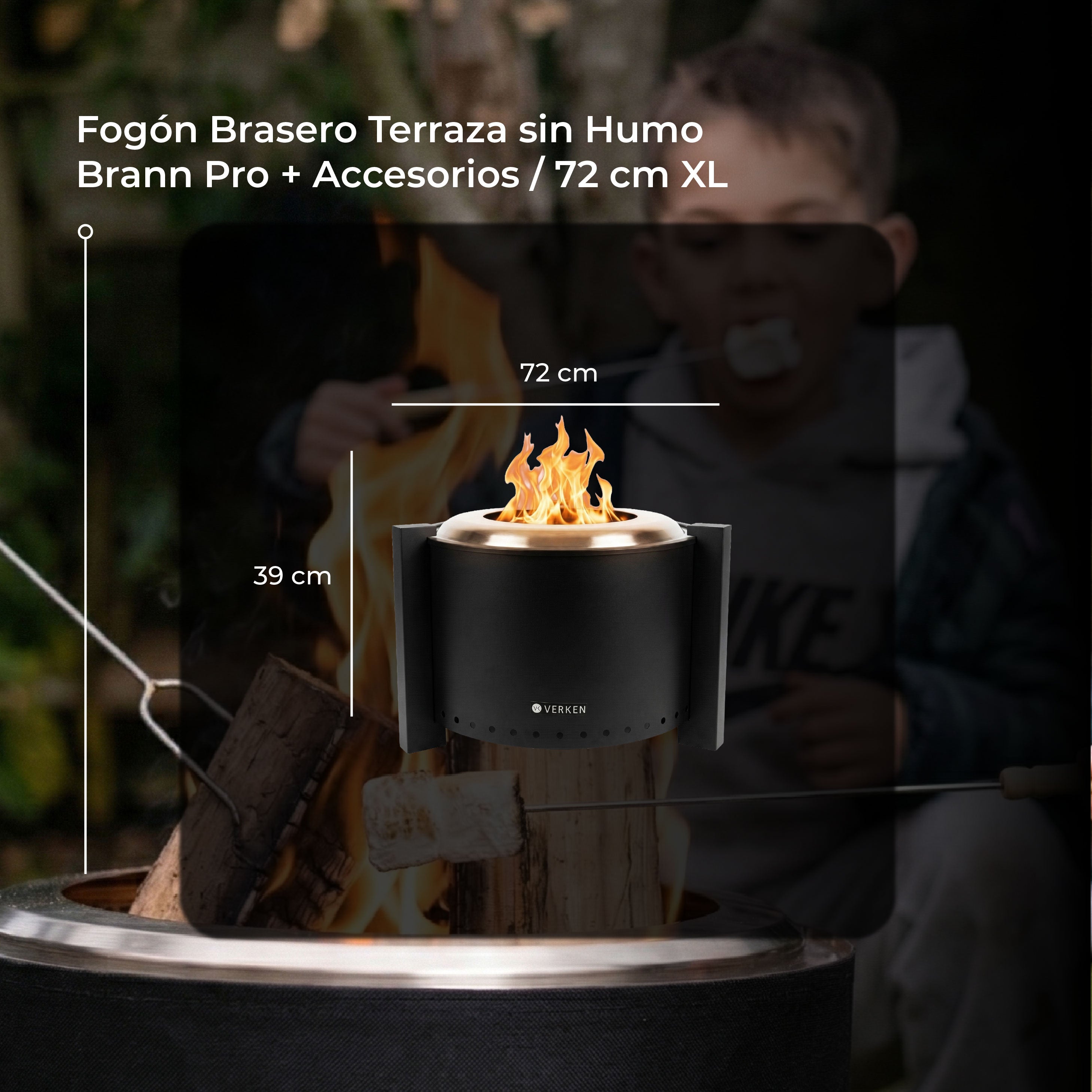 Pack Brasero 72 cm negro + Cobertor 72 cm