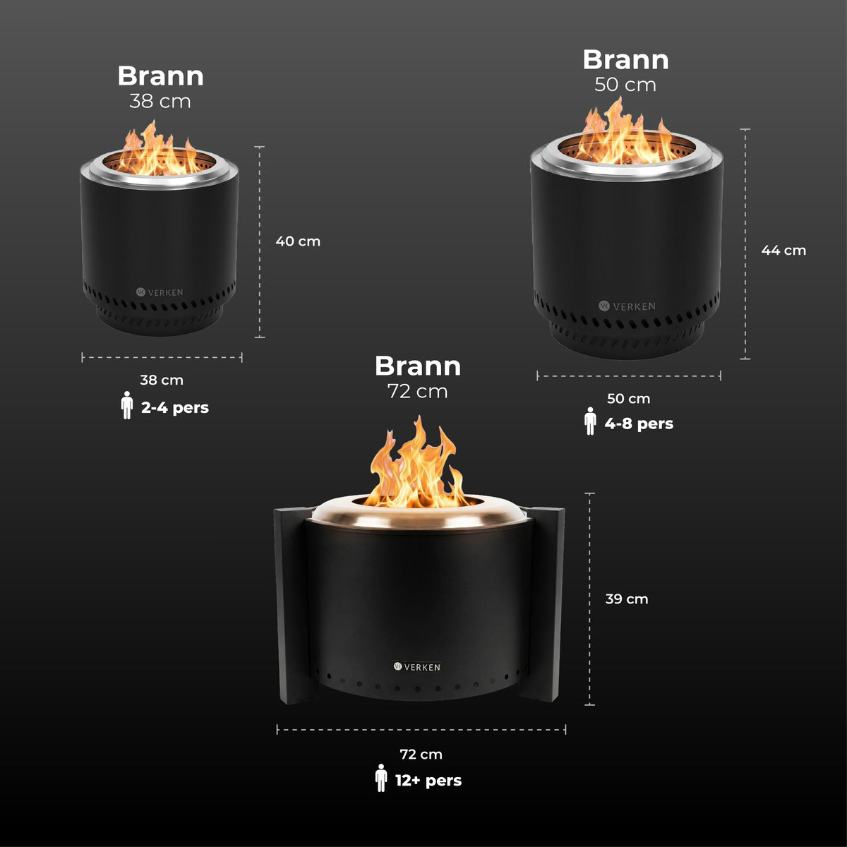 Fogón Brasero Terraza sin Humo Brann – Acero Inoxidable 304 + Accesorios  38 cm