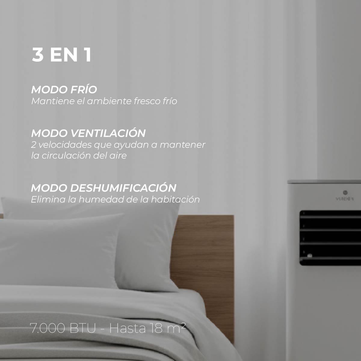 Aire Acondicionado Portátil 3 en 1 - 7.000 BTU Frio Zermatt + Kit Ventana Corrediza 1,76 mt