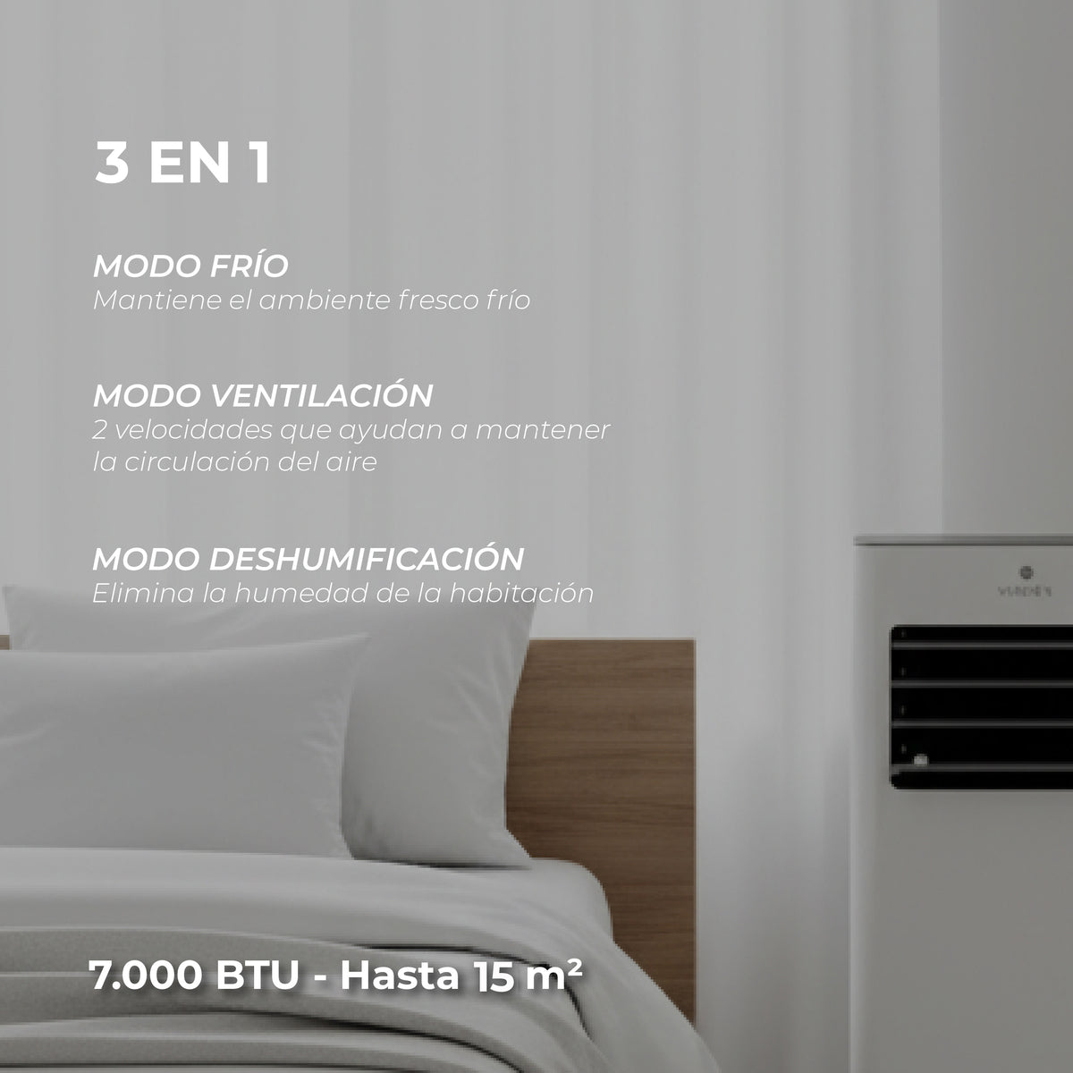 Aire Acondicionado Portátil 3 en 1 - 7.000 BTU Frio Zermatt + Kit Ventana Corrediza 1,76 mt
