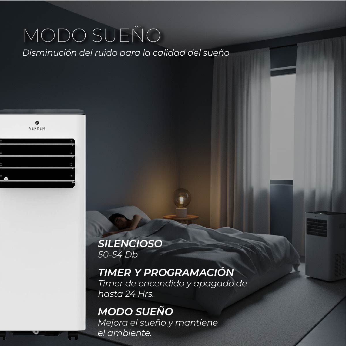 Aire Acondicionado Portátil 4 en 1 - 12.000 BTU Frío / Calor Lech + Kit Ventana Corrediza 1,80 mt