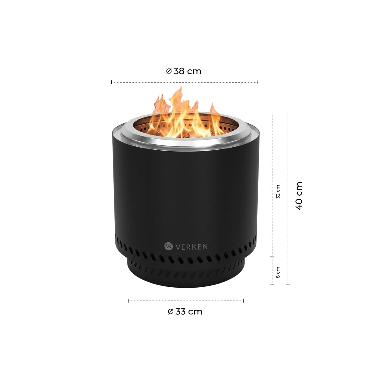 Fogón Brasero Terraza sin Humo Brann – Acero Inoxidable 304 + Accesorios  38 cm