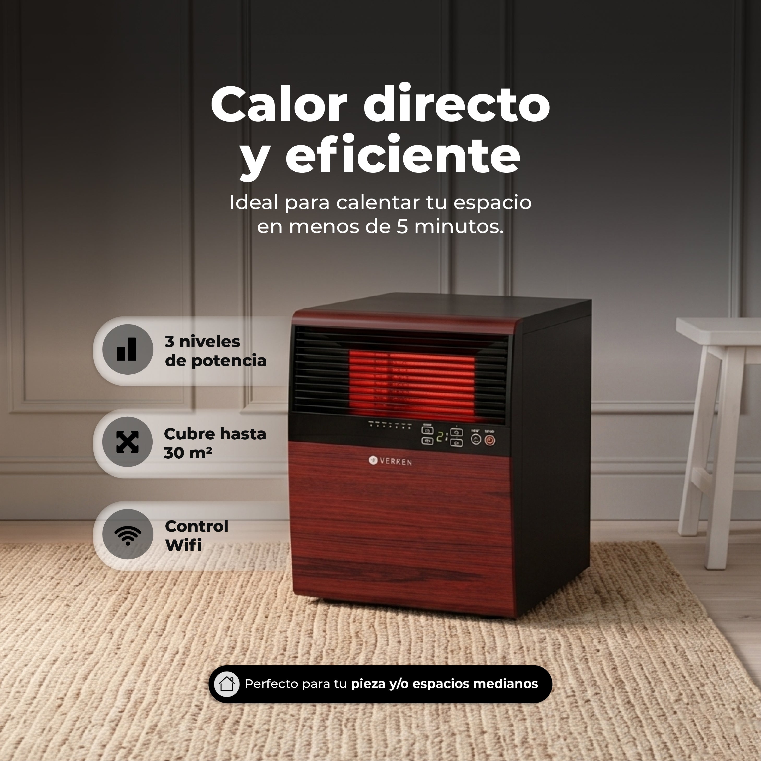 Estufa Eléctrica Infrarroja Faraday 1800W