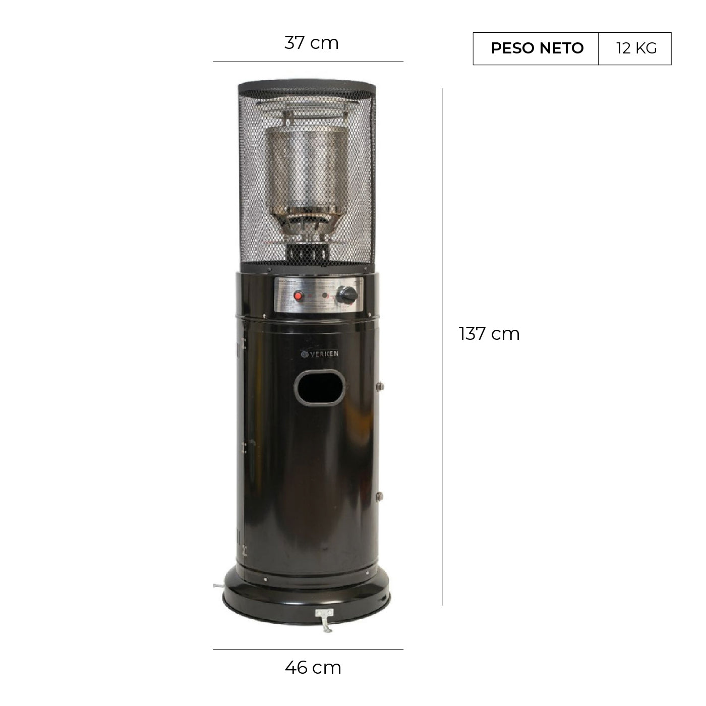 Estufa Exterior Gas Litt - Negro | Calefactor Gas para Terrazas y Patios