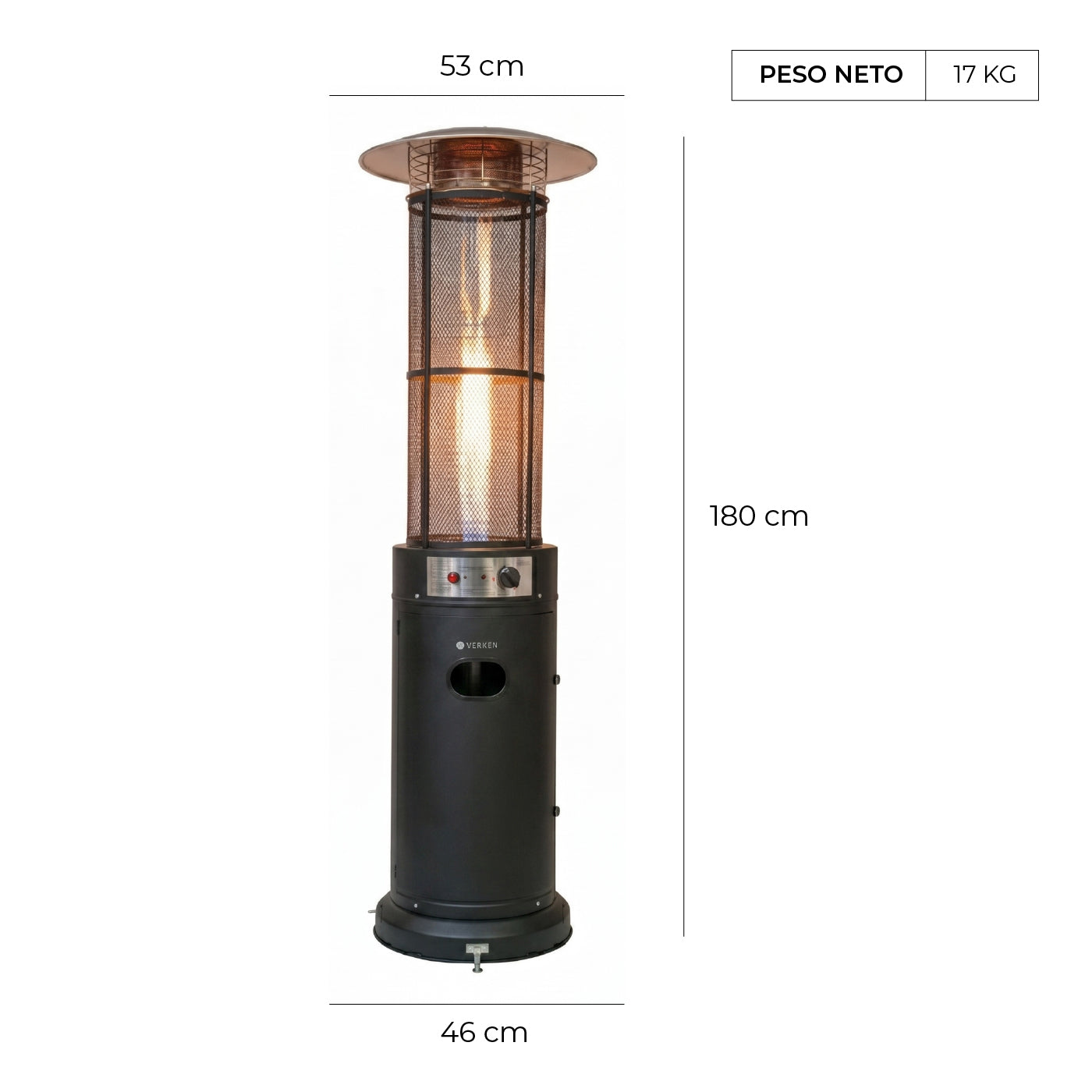 Estufa Exterior Gas Mork - Mate | Calefactor Gas para Terrazas y Patios