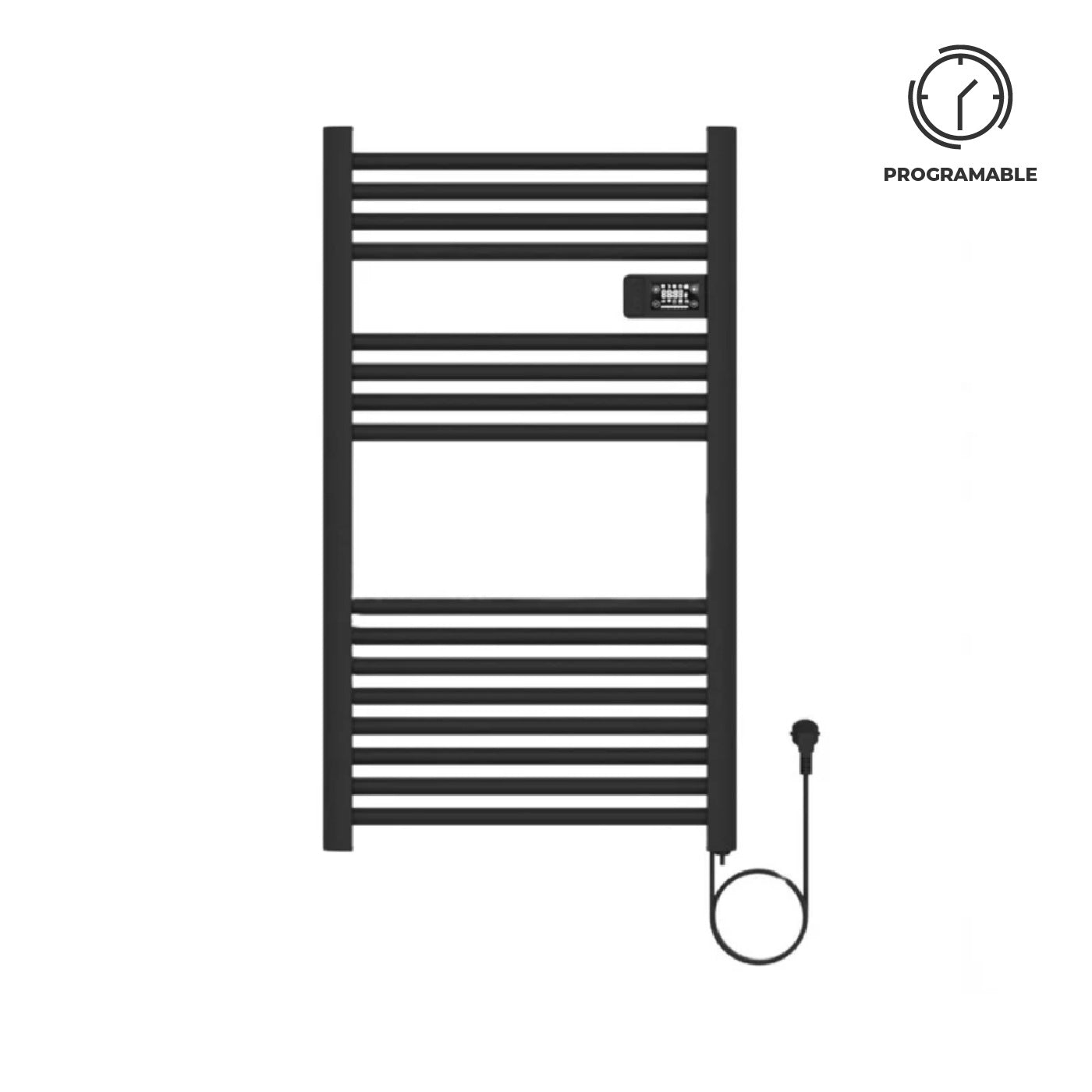 Calefactor Secador de Toallas Eléctrico para Baño Programable 500 w Mural 88x54 cm Vesubio Negro