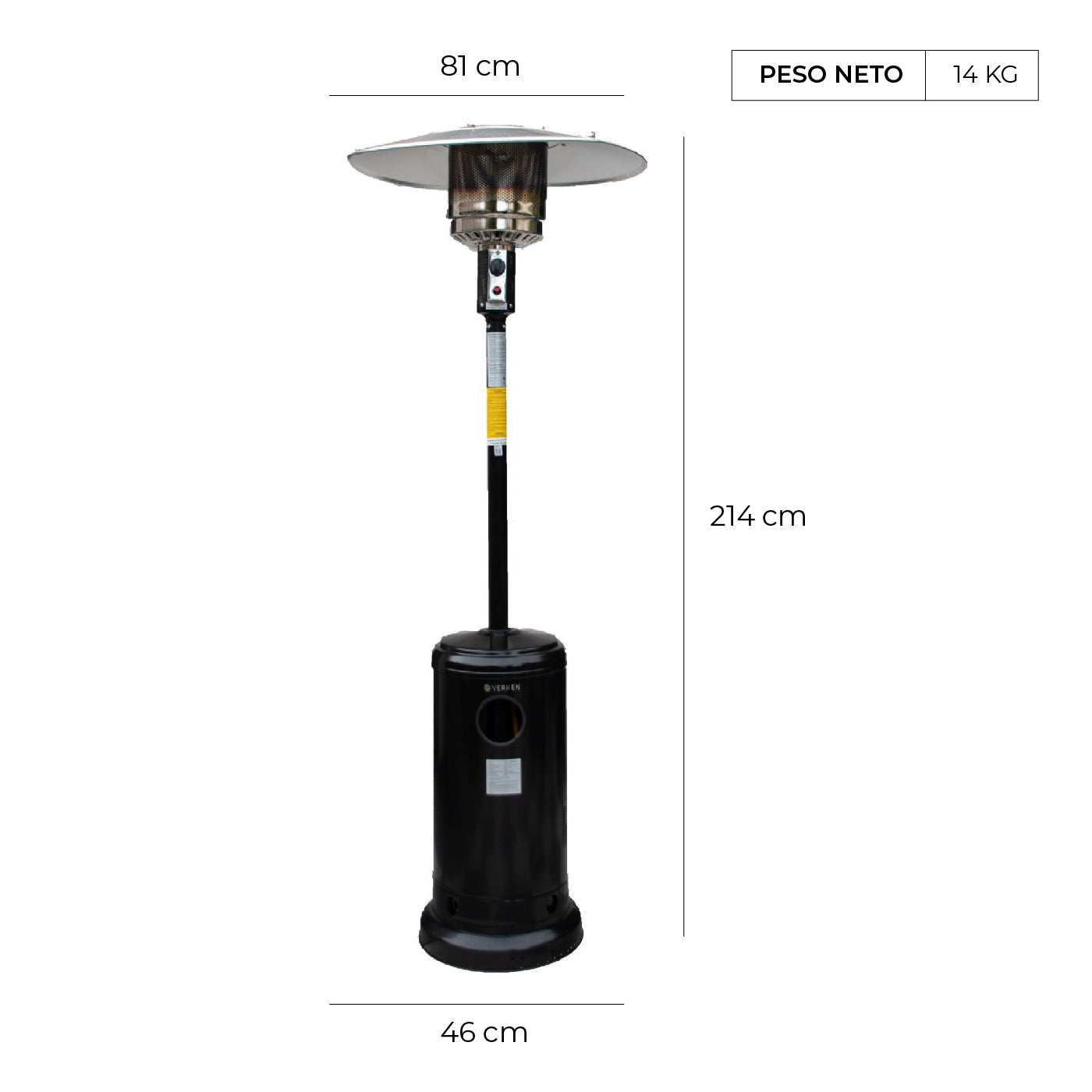 Estufa Exterior Gas Svart Pro - Negro | Calefactor Gas para Terrazas y Patios
