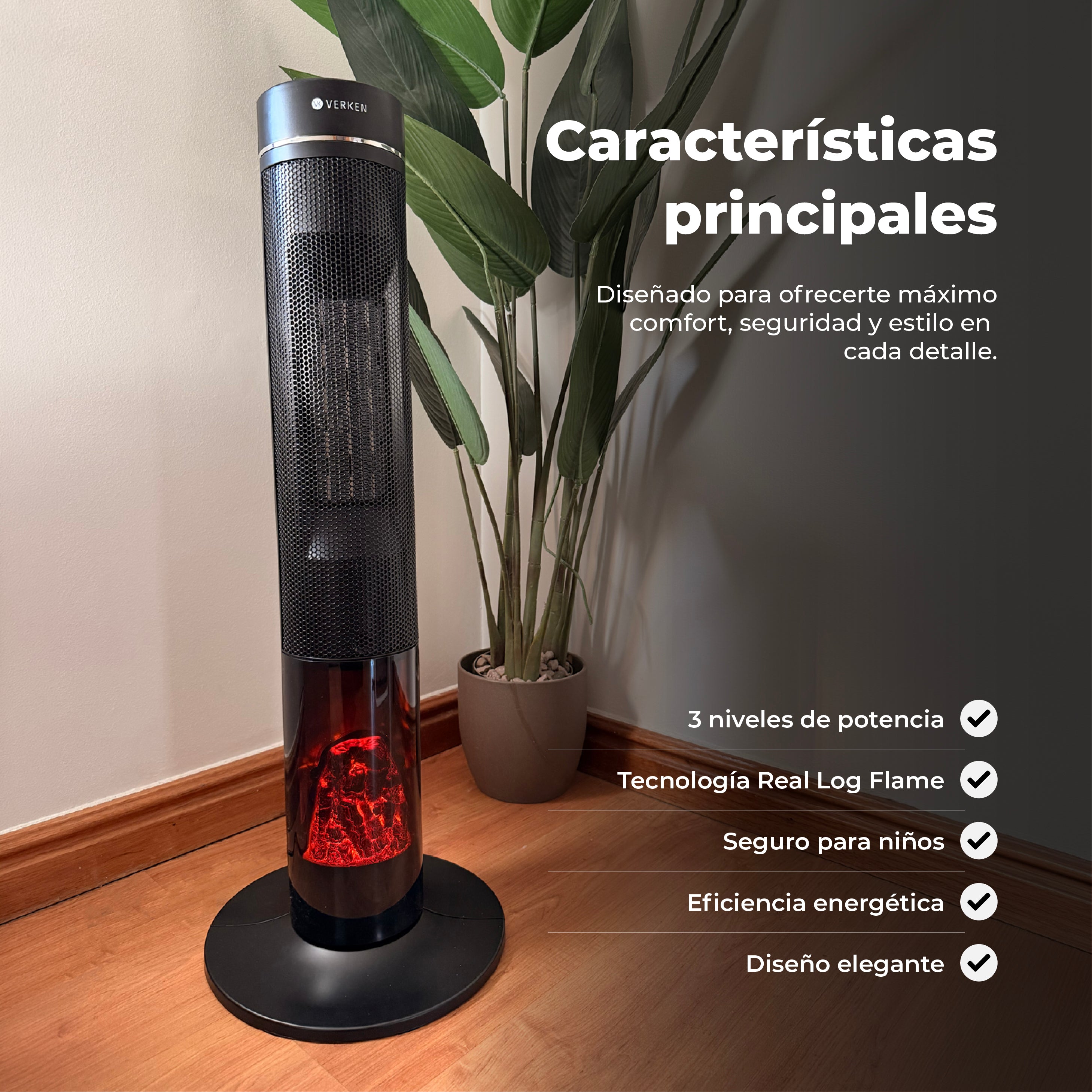 Calefactor Chimenea Estufa Eléctrica Ignis Flame 2000W