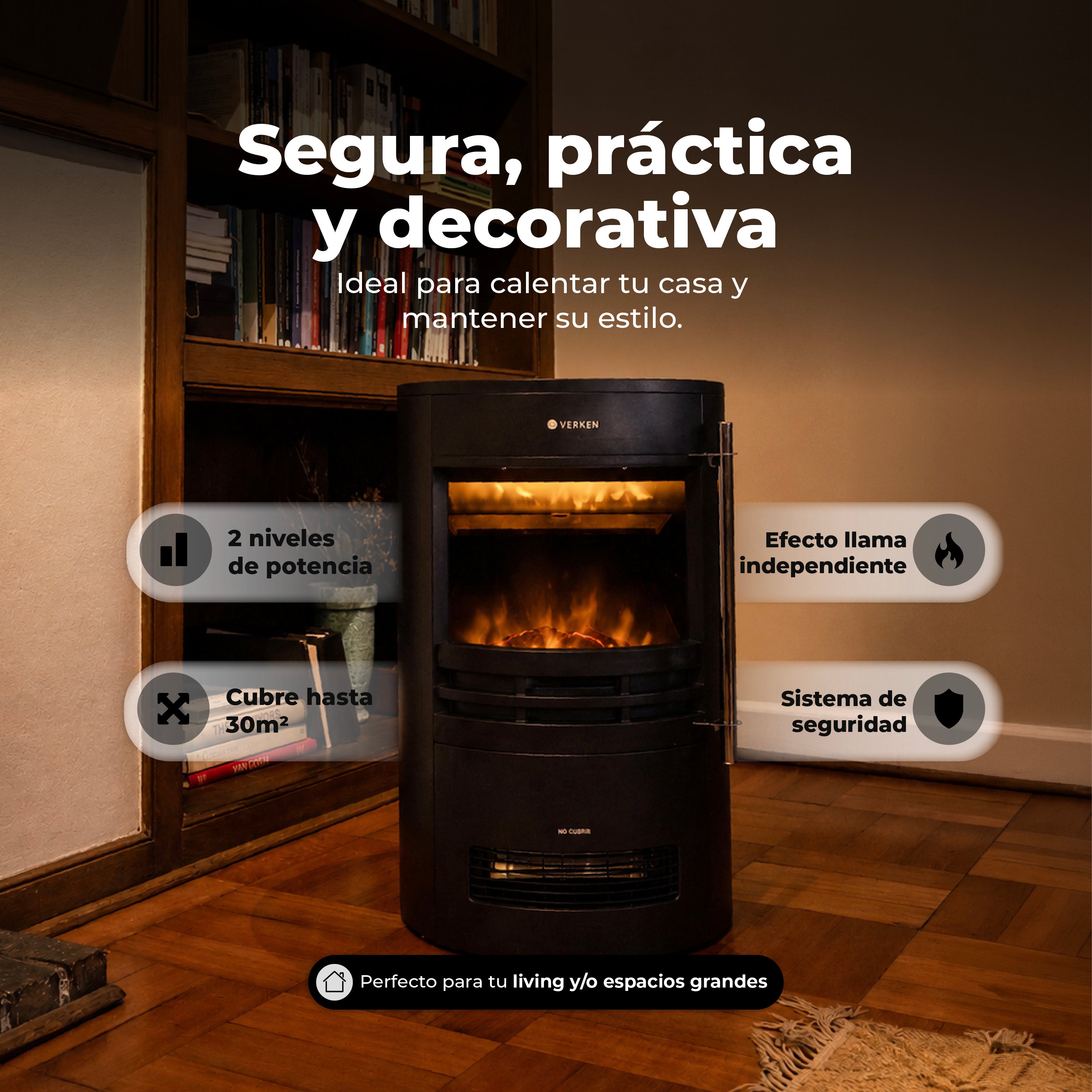 Calefactor Chimenea Eléctrica Krakatoa 2000W