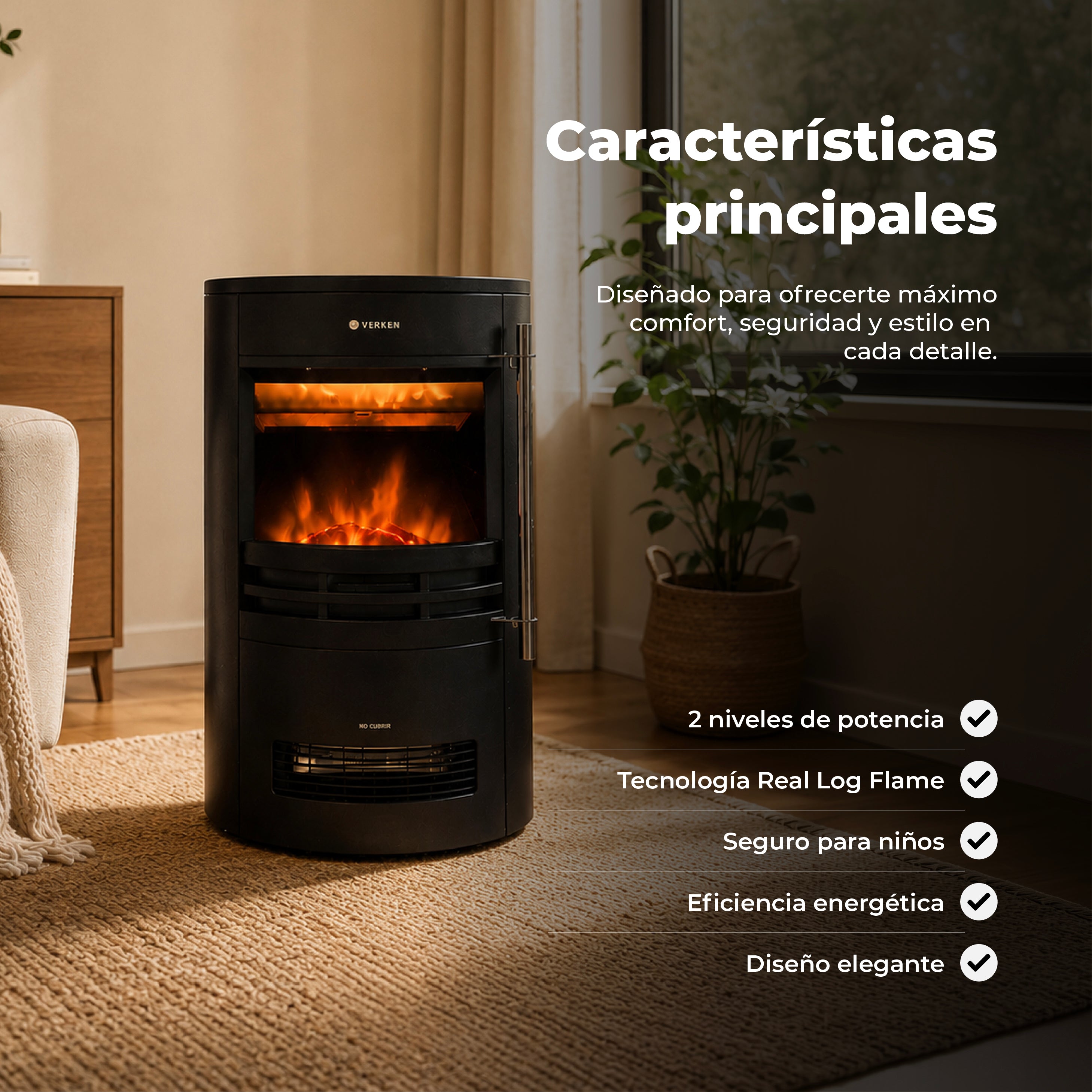 Calefactor Chimenea Eléctrica Krakatoa 2000W