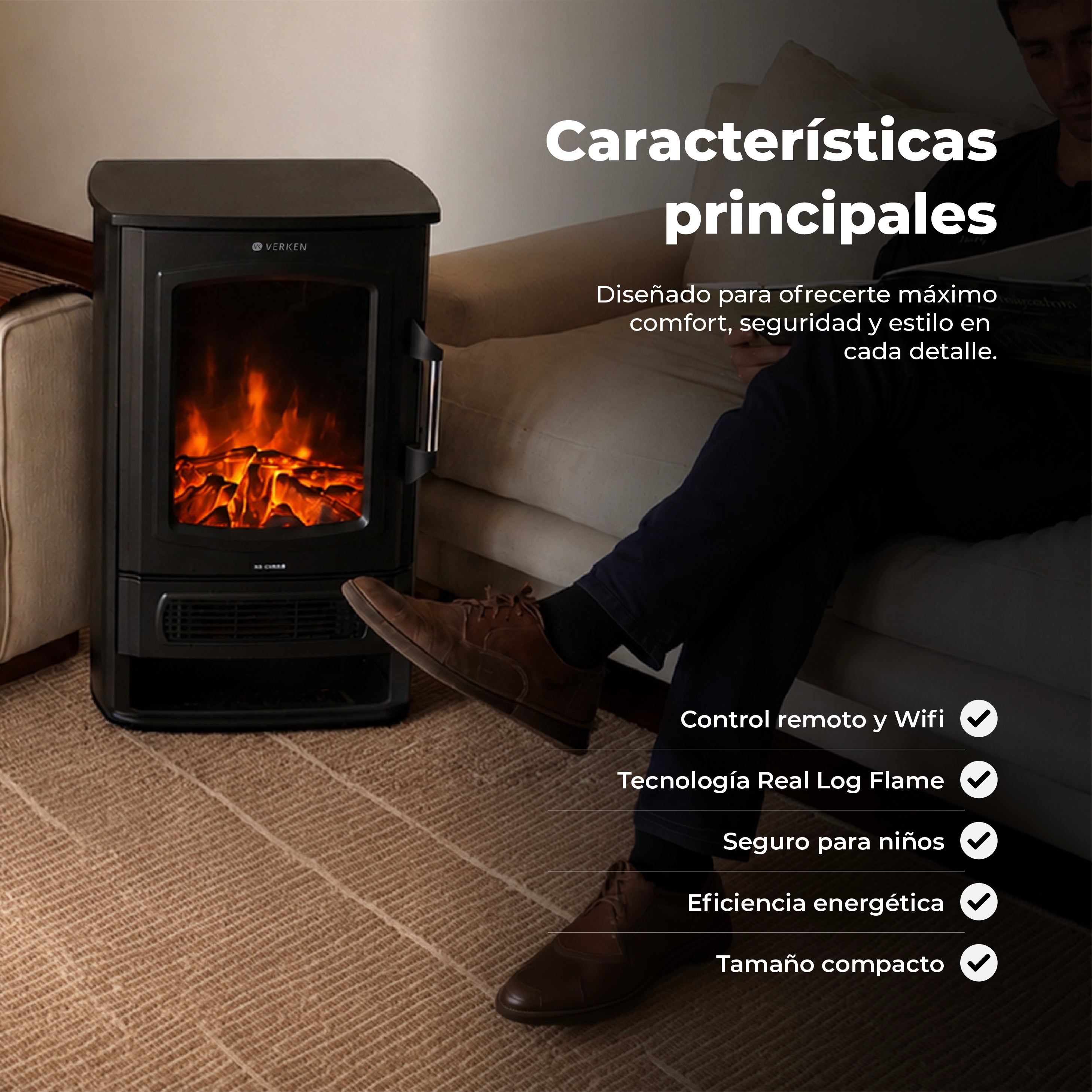 Calefactor Chimenea Eléctrica Wifi Magma 2000W