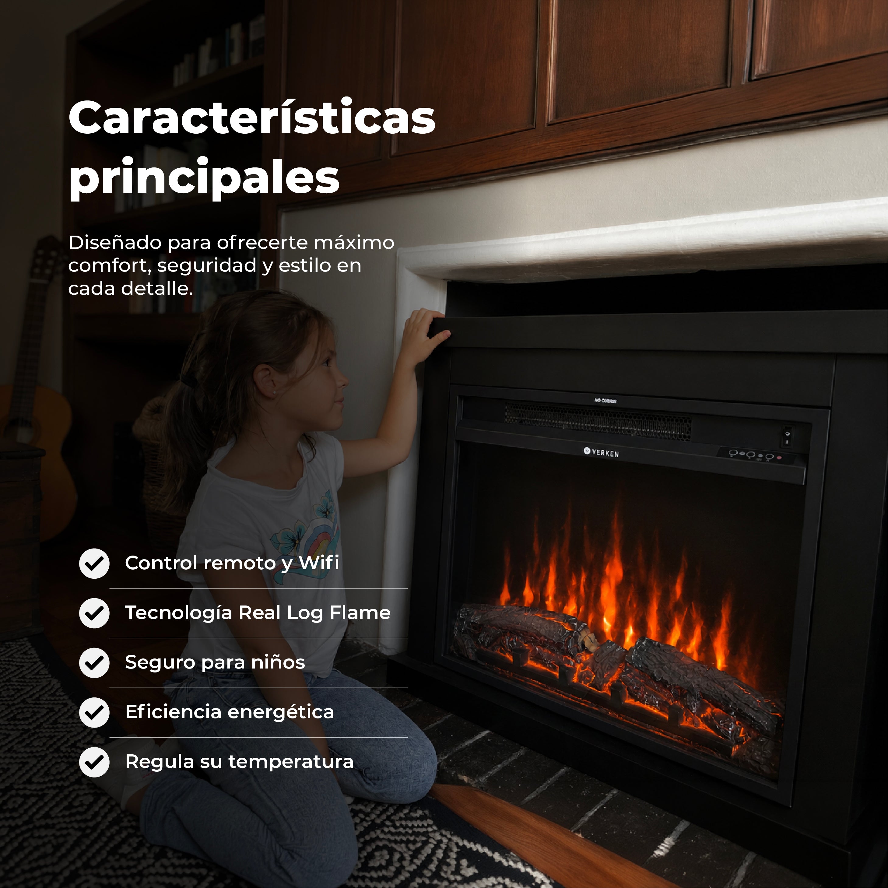 Calefactor Chimenea Eléctrica Vulkan 2000W