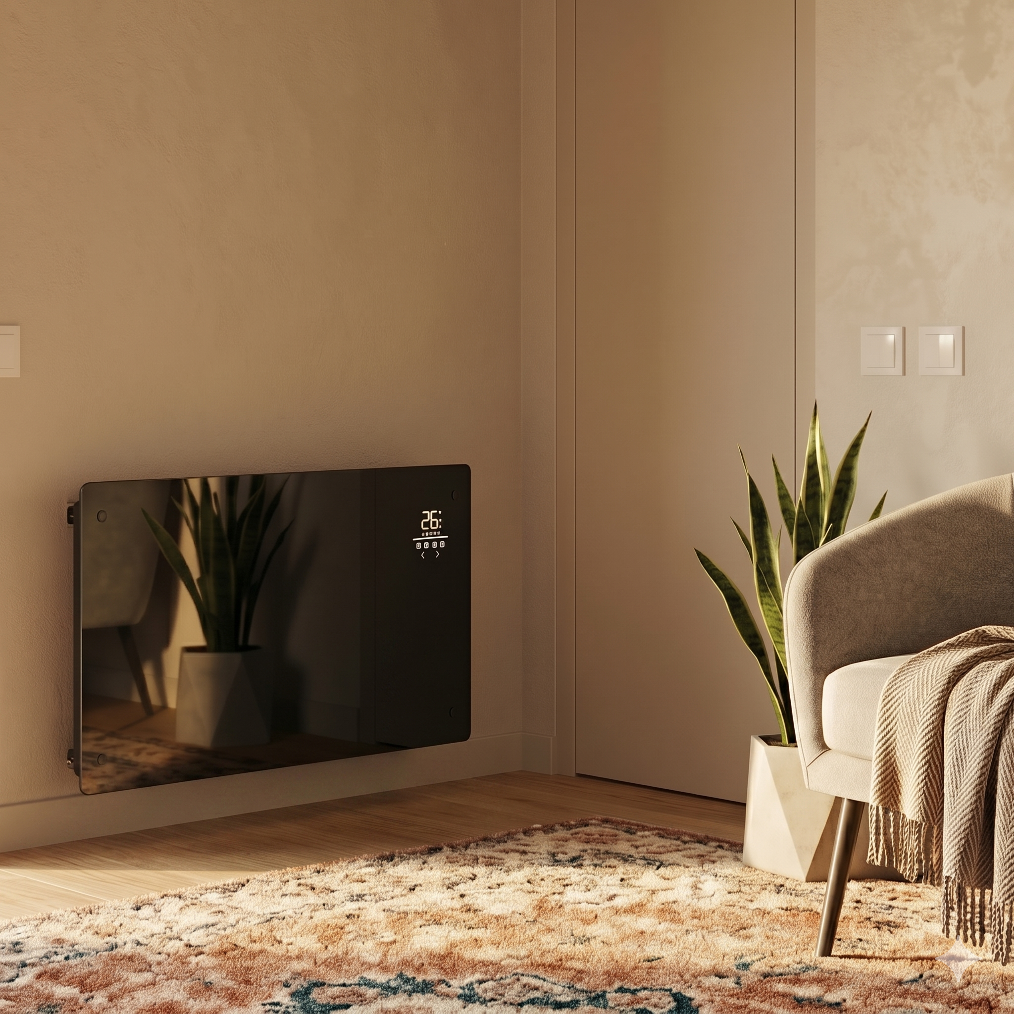 Pack x2 Estufas Paneles Radiadores Eléctricos Heatglass Negro 2000W