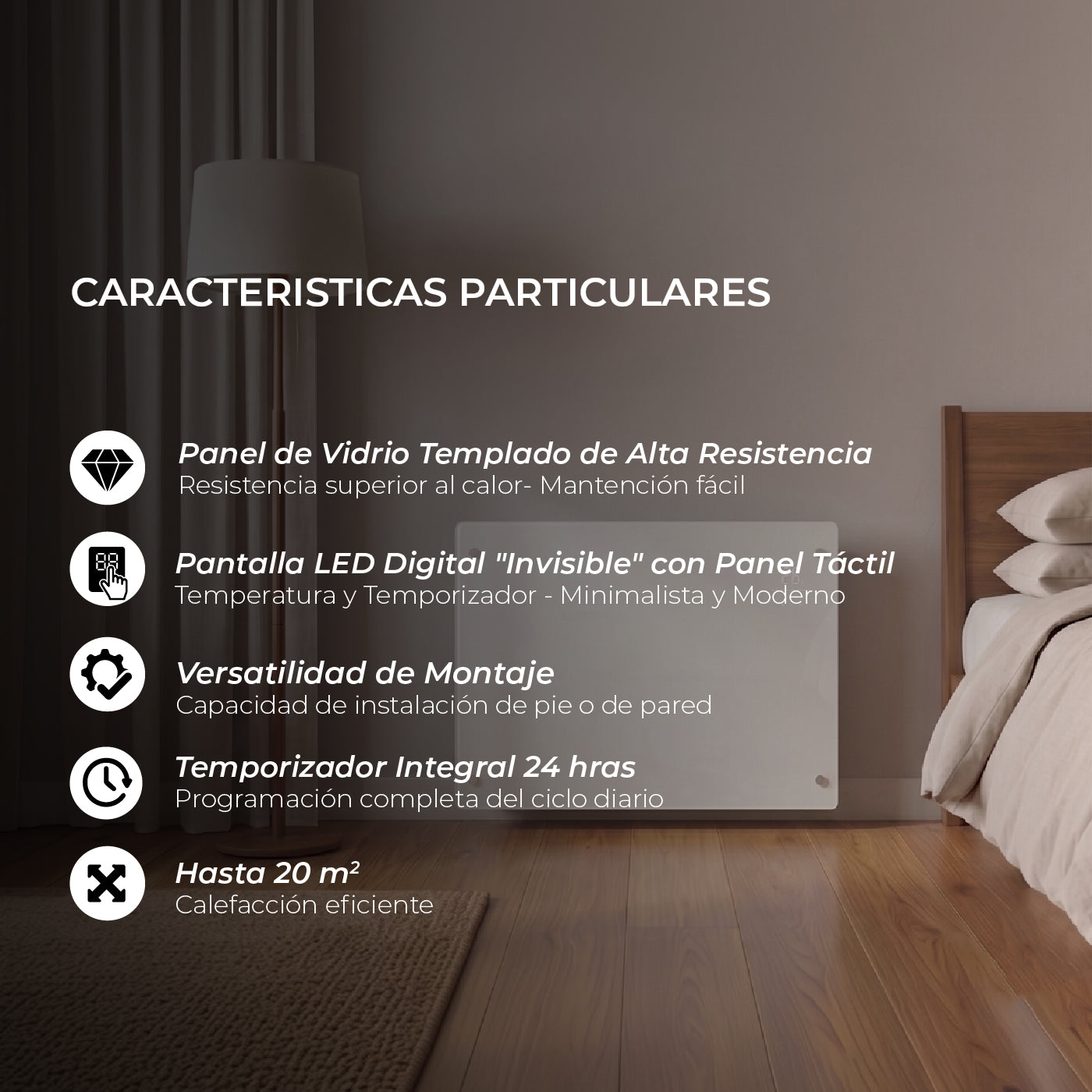 Pack x2 Estufas Paneles Radiadores Eléctricos Heatglass Blanco 2000W