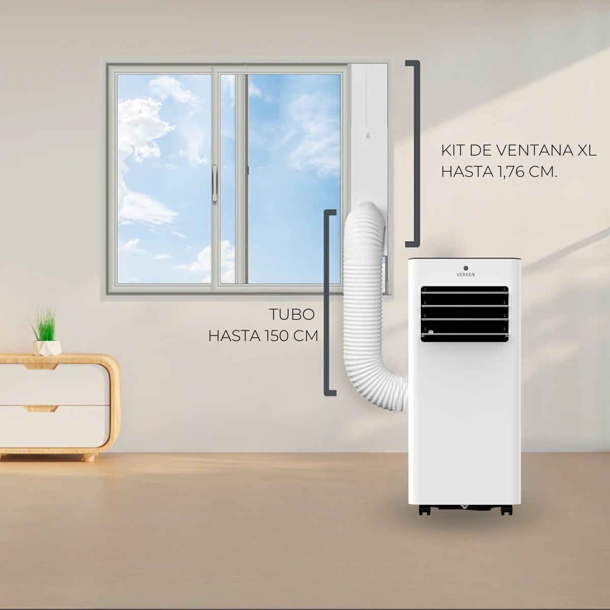 Aire Acondicionado Portátil 3 en 1 - 5.000 BTU Frio Zermatt + Kit Ventana Corrediza 1,76 mt
