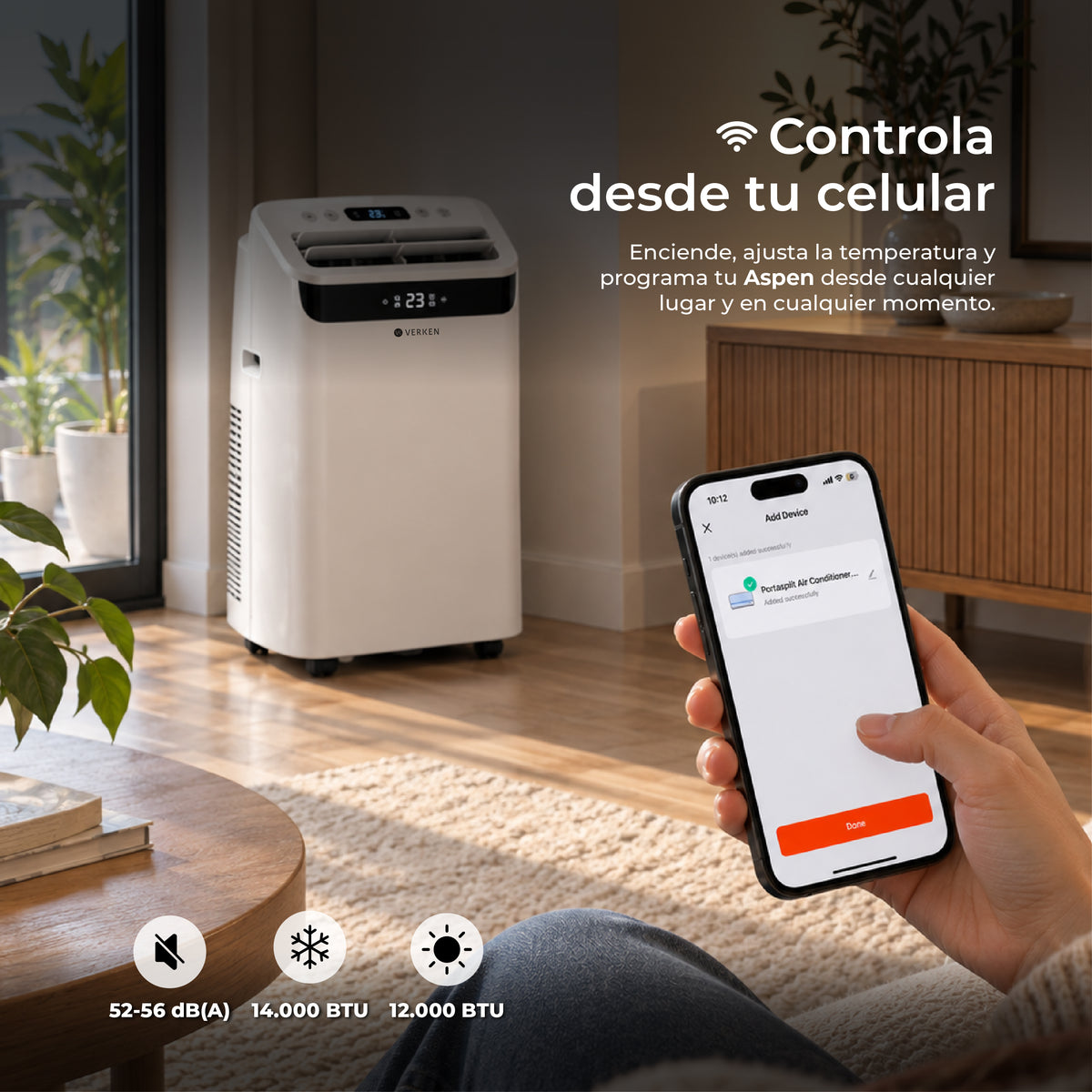 Aire Acondicionado Portátil Inverter 4 en 1 - 14.000 BTU Frío Calor Wifi Aspen (hasta 35 m²) + Kit Ventana Corrediza 1,76 mt