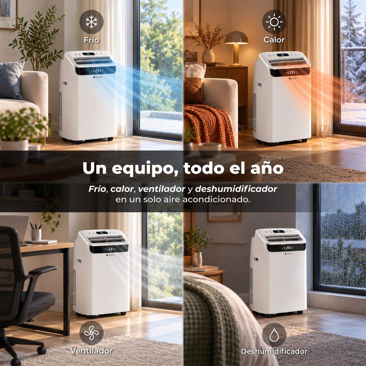 Aire Acondicionado Portátil Inverter 4 en 1 - 14.000 BTU Frío Calor Wifi Aspen (hasta 35 m²) + Kit Ventana Corrediza 1,76 mt