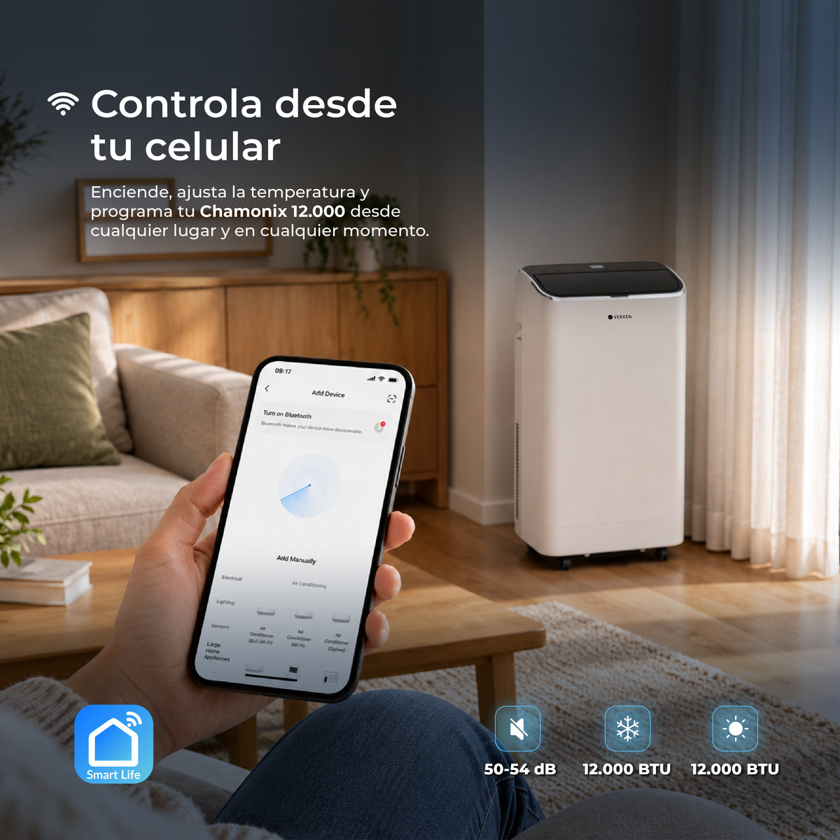 Aire Acondicionado Portátil Calefactor 4 en 1 - 12.000 BTU Frio / Calor Wifi Chamonix + Kit Ventana Corrediza 1,76 mt