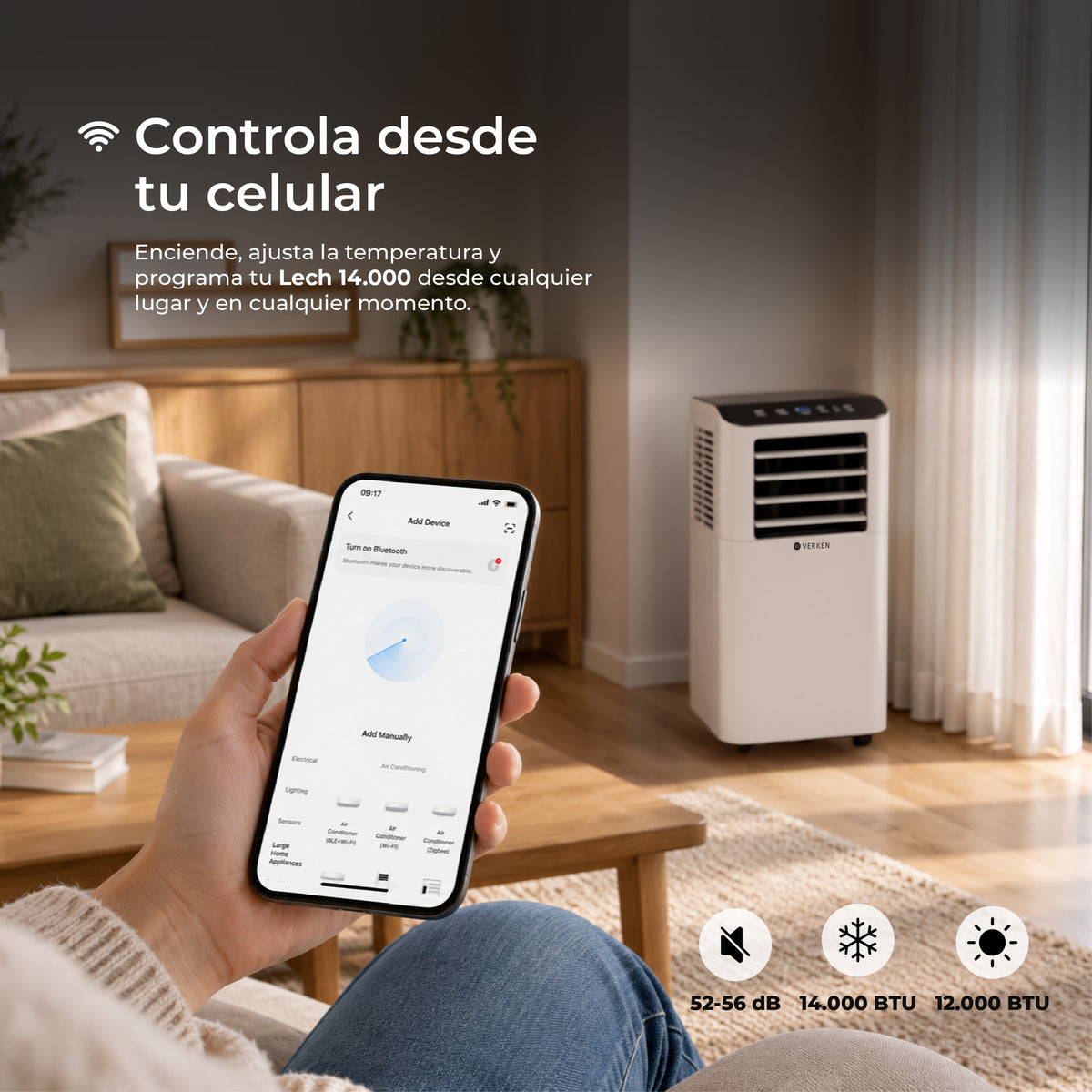 Aire Acondicionado Portátil 4 en 1 - 14.000 BTU Frío Calor Wifi Lech (hasta 30 m²) + Kit Ventana Corrediza 1,80 mt