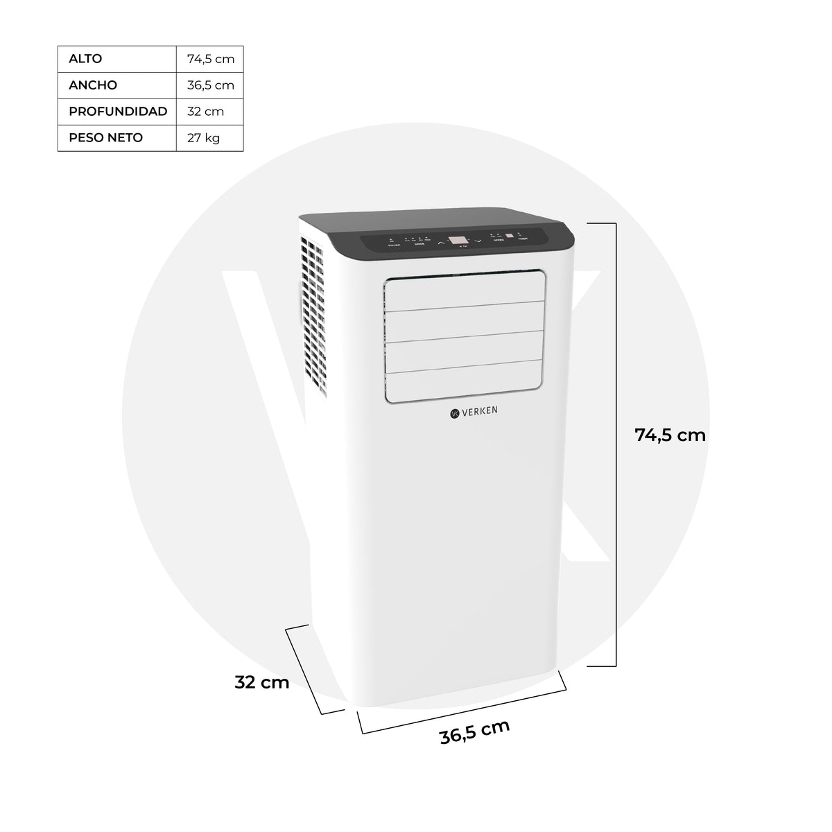 Aire Acondicionado Portátil 4 en 1 - 14.000 BTU Frío Calor Wifi Lech (hasta 30 m²) + Kit Ventana Corrediza 1,80 mt