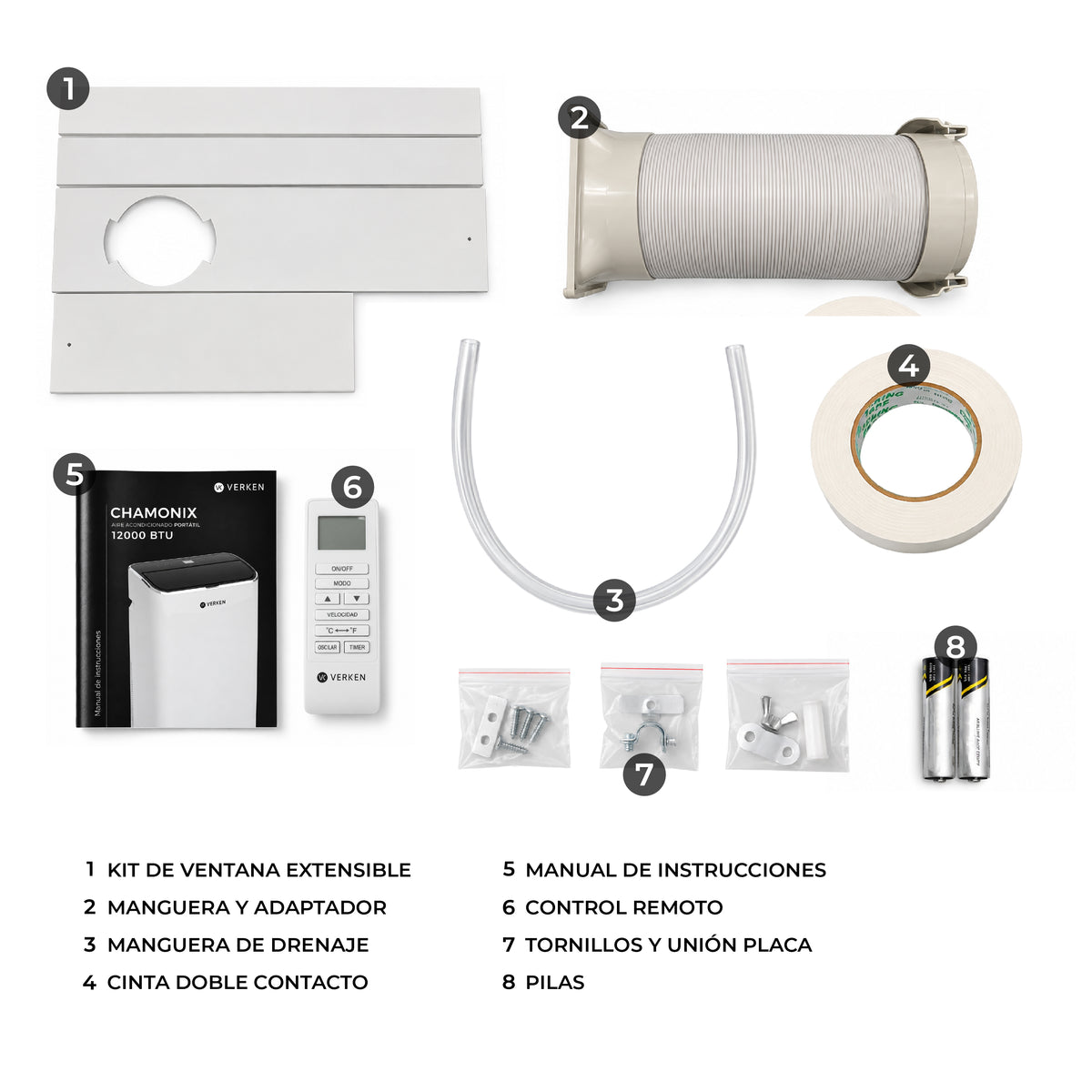 Aire Acondicionado Portátil Calefactor 4 en 1 - 12.000 BTU Frio / Calor Wifi Chamonix + Kit Ventana Corrediza 1,80 mt