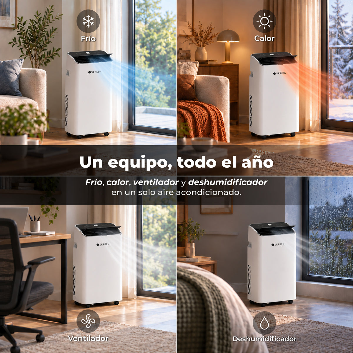 Aire Acondicionado Portátil Calefactor 4 en 1 - 12.000 BTU Frio / Calor Wifi Chamonix + Kit Ventana Corrediza 1,80 mt