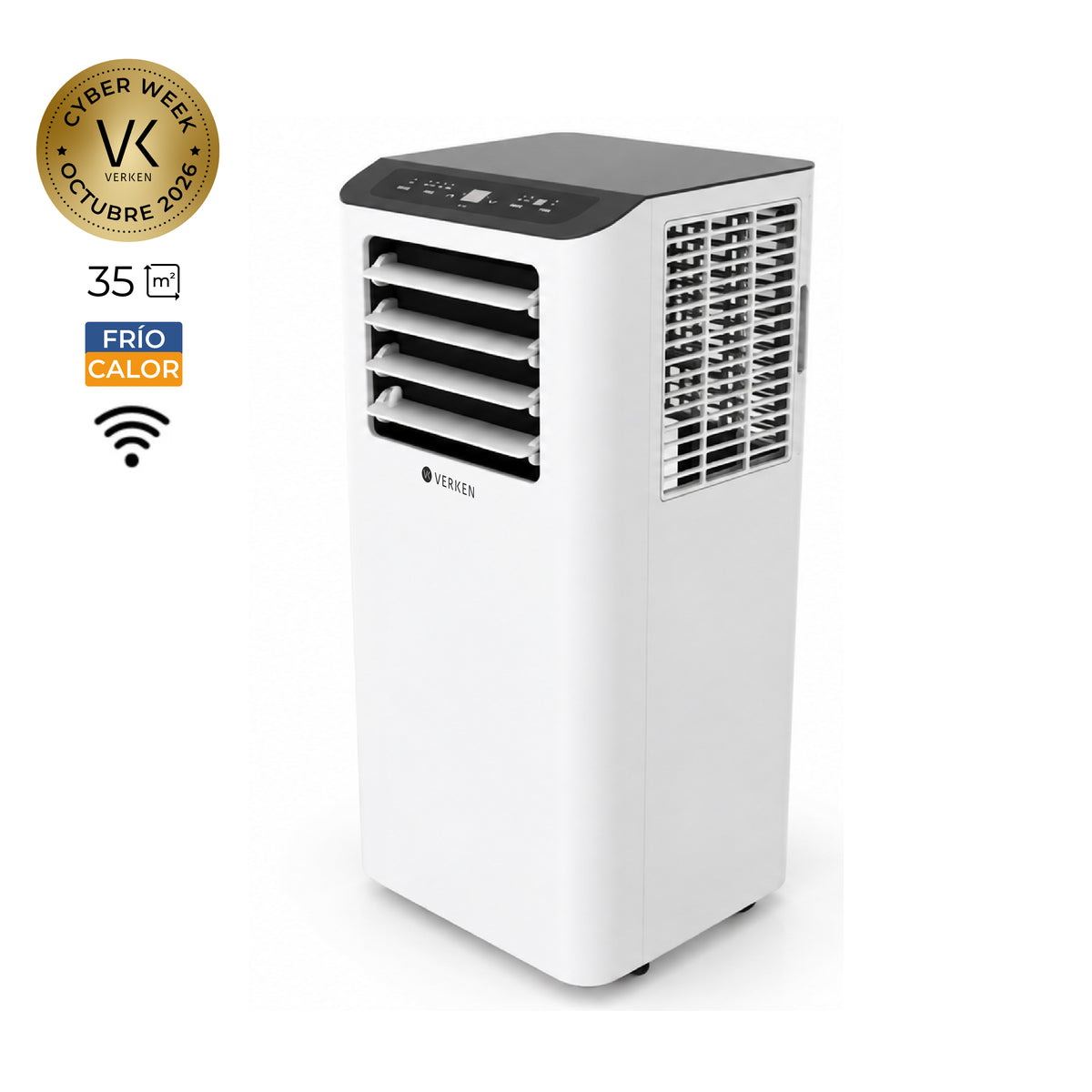 Aire Acondicionado Portátil 4 en 1 - 14.000 BTU Frío Calor Wifi Lech (hasta 30 m²) + Kit Ventana Corrediza 1,80 mt