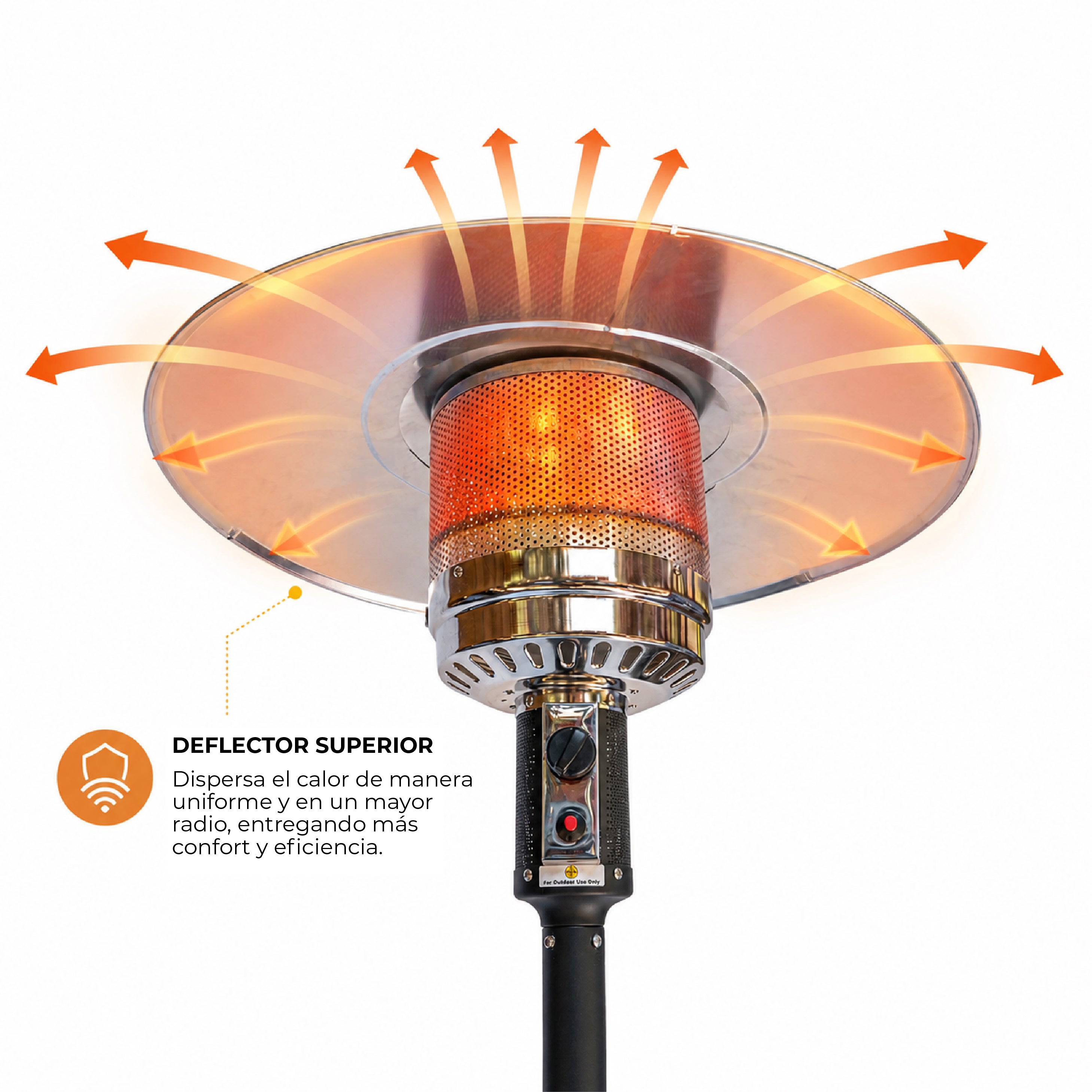 Deflector Reflector Estufa Exterior Svart