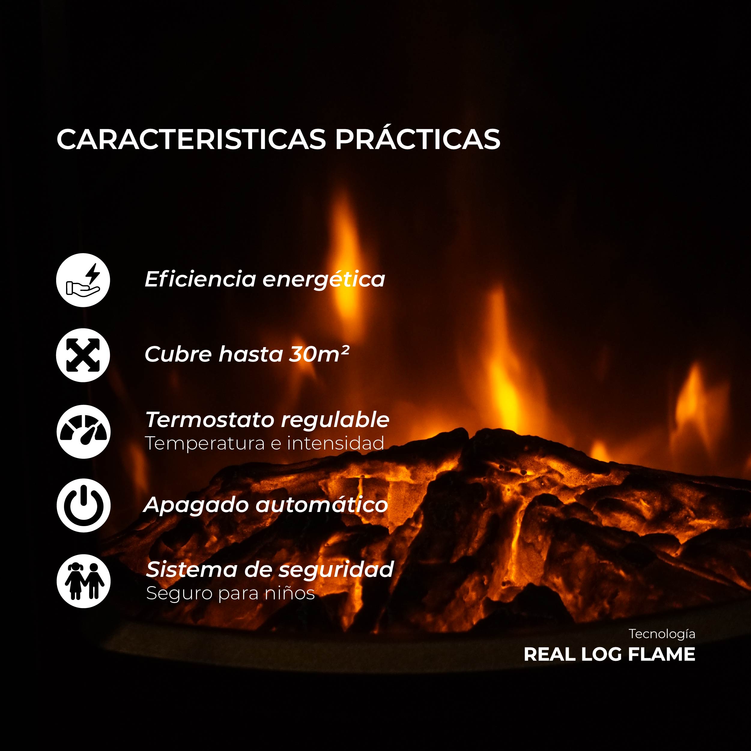Calefactor Chimenea Eléctrica Krakatoa 2000W