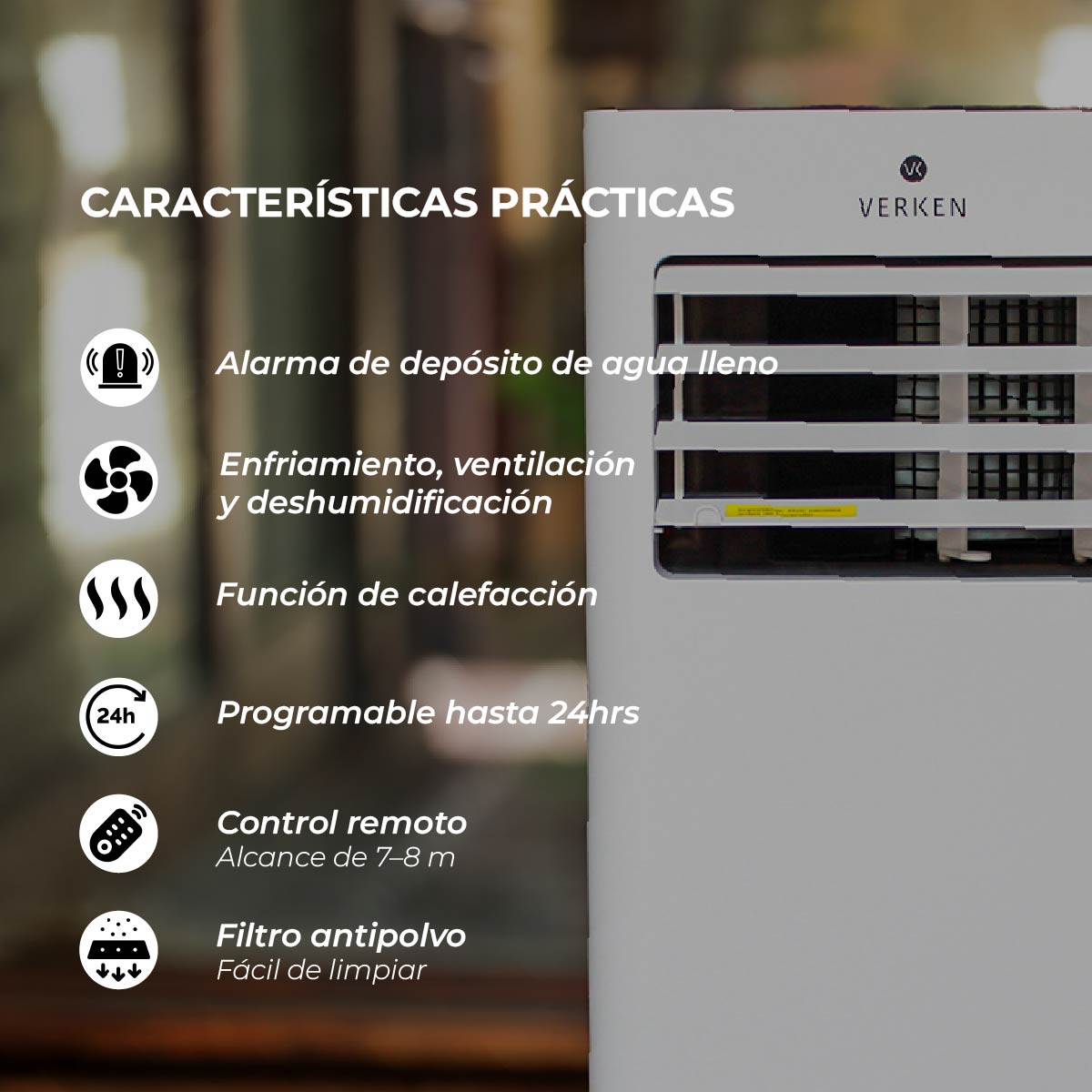LECH - Aire Acondicionado Portátil 4 en 1 - 12.000 BTU frío/calor + Kit Ventana Corrediza 1,5 mt