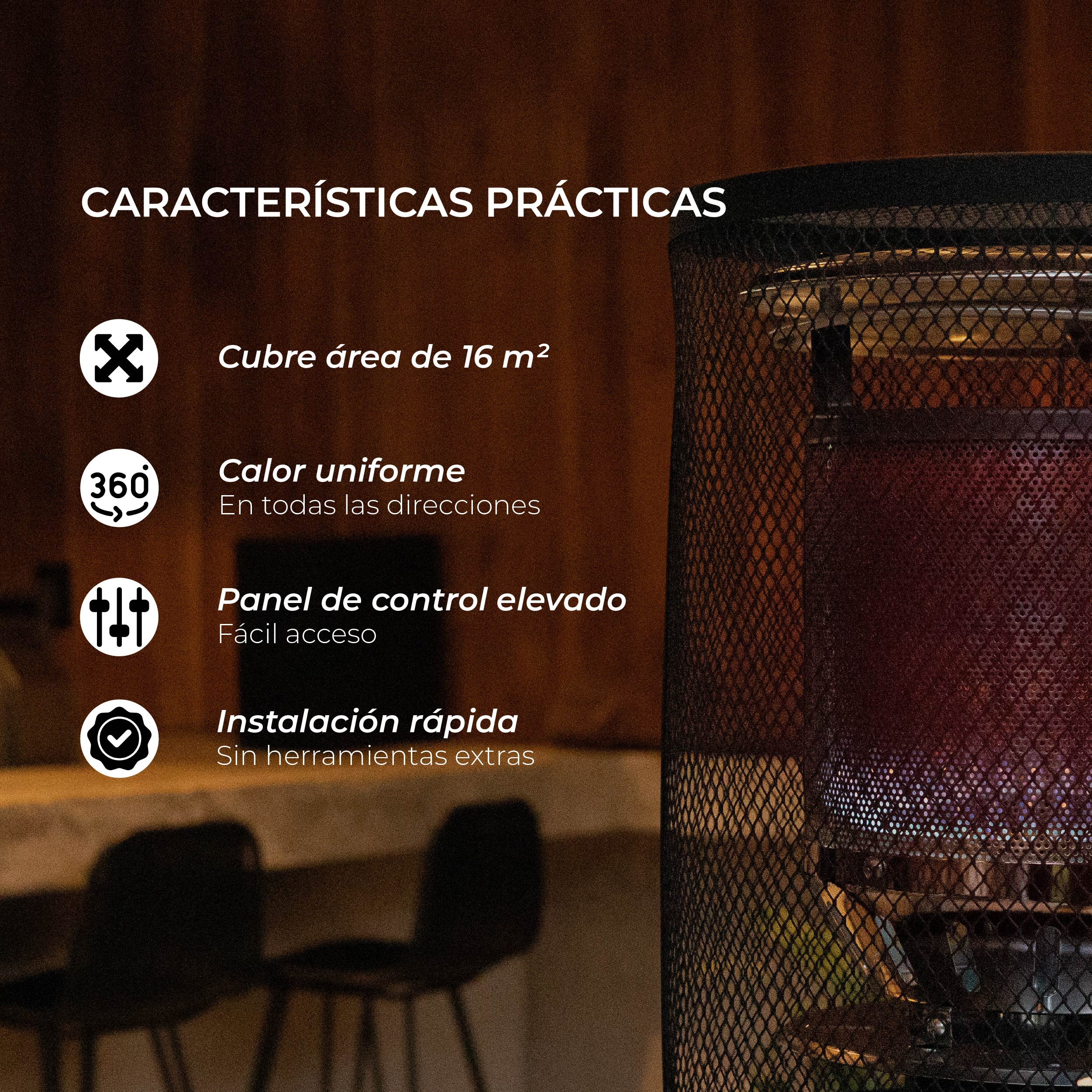 Estufa Exterior Gas Litt - Mate | Calefactor Gas para Terrazas y Patios