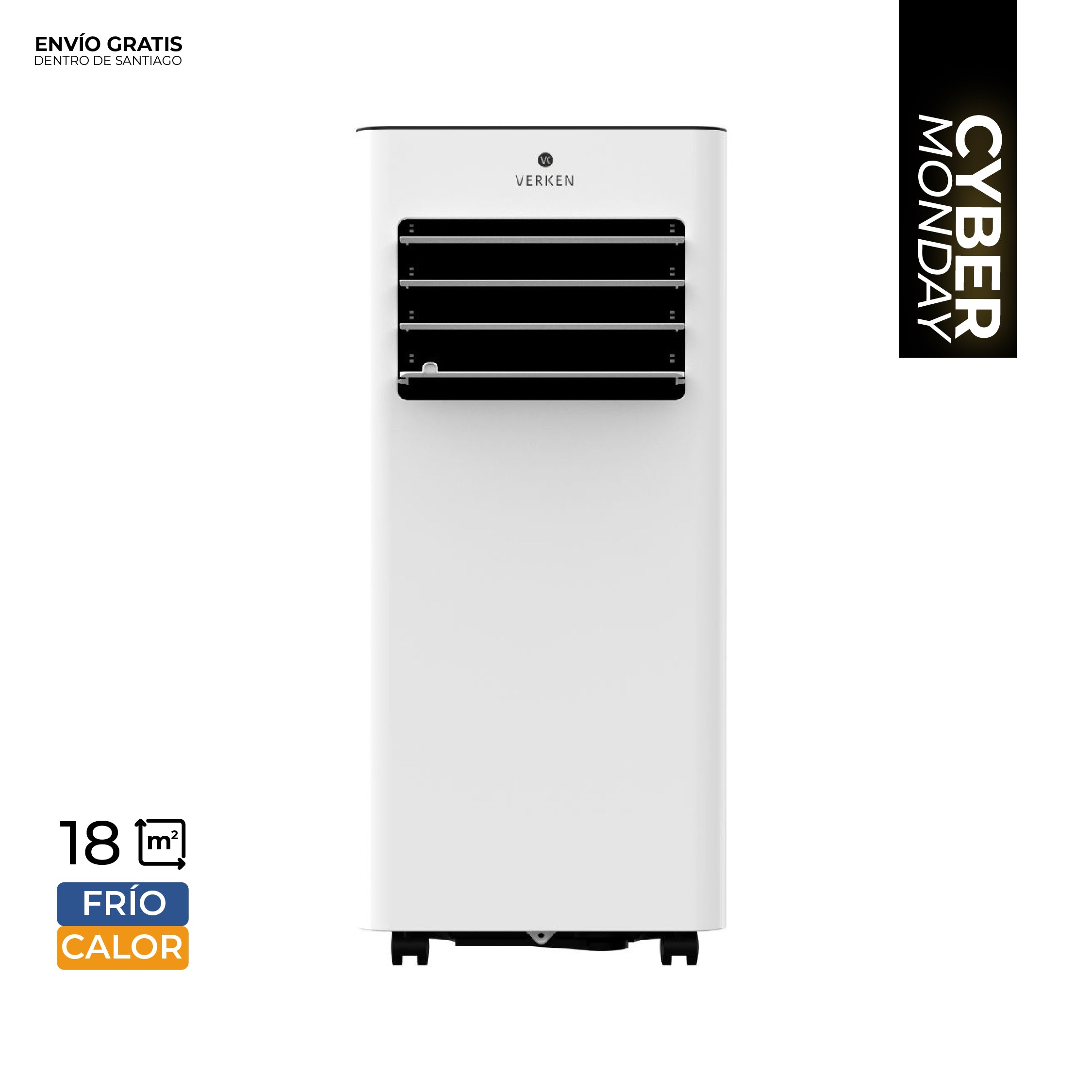 Aire Acondicionado Portátil Calefactor 4 en 1 - 9.000 BTU Frio / Calor Zermatt + Kit Ventana Corrediza 1,76 mt