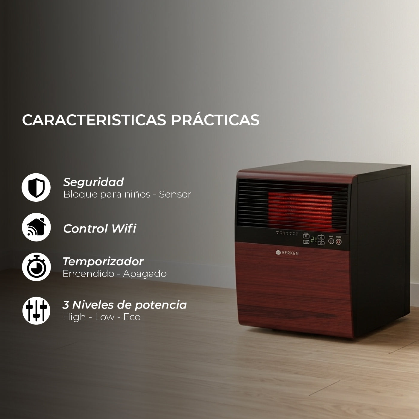 Estufa Eléctrica Infrarroja Faraday 1800W