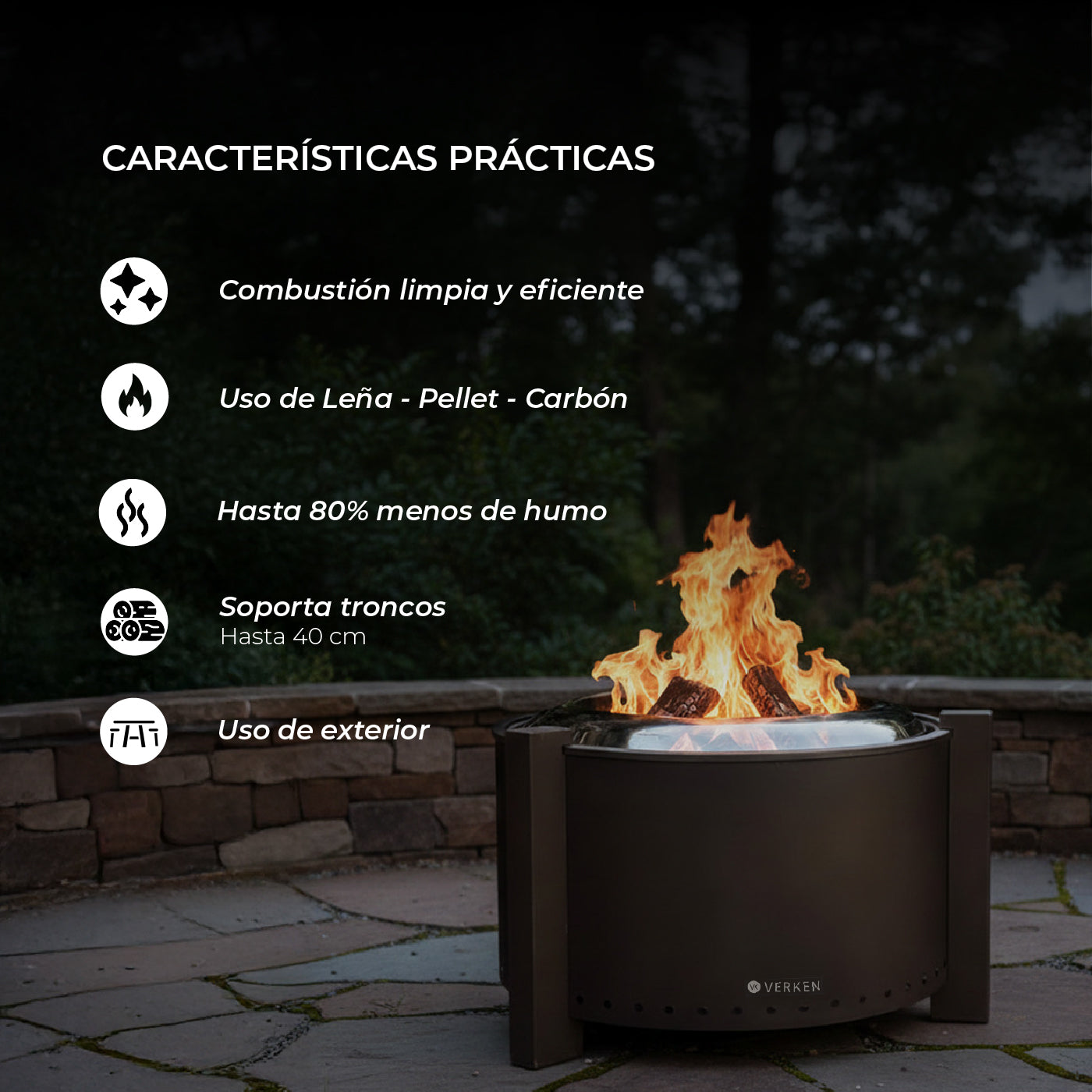 Fogón Brasero Terraza sin Humo Brann Pro + Accesorios / 72 cm