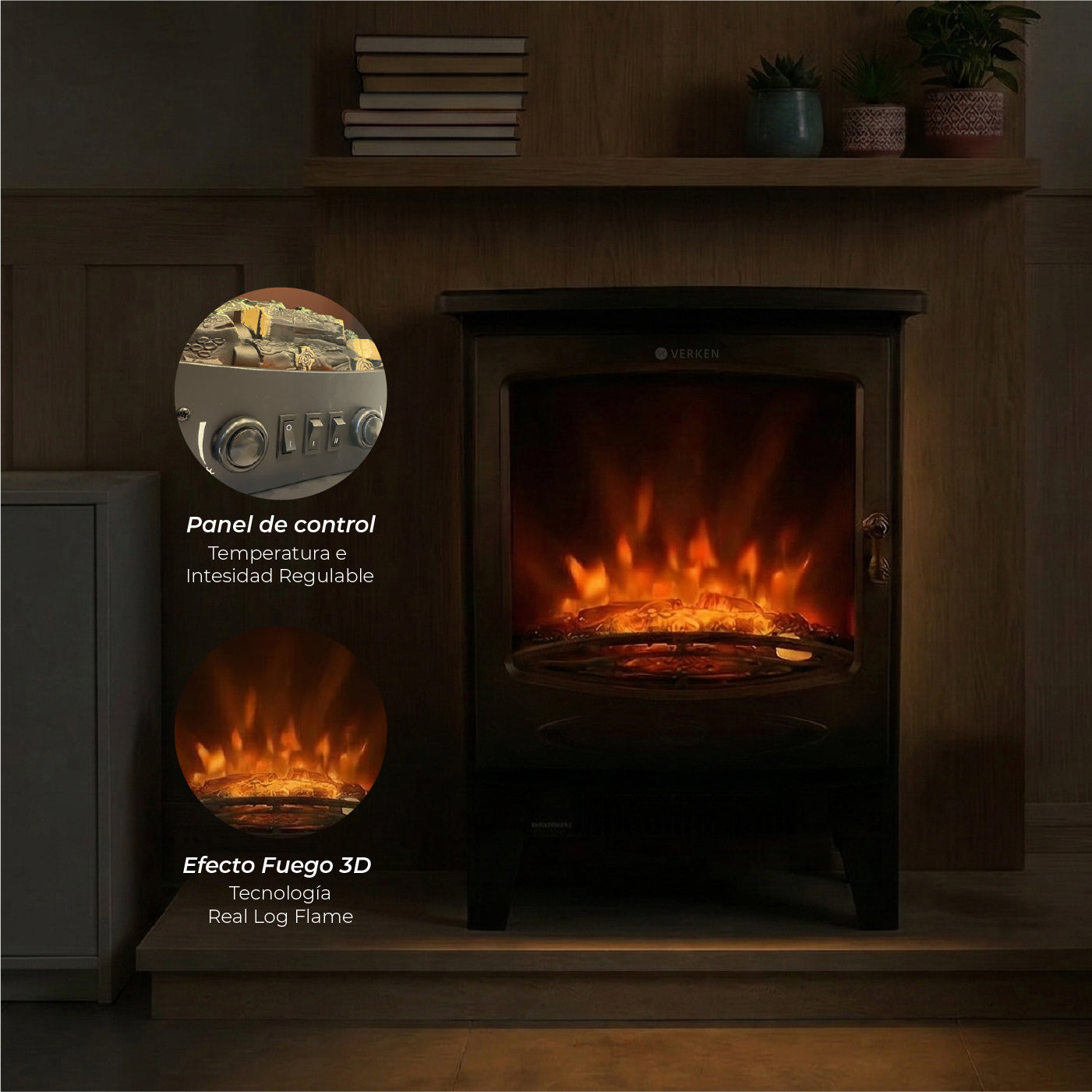 Calefactor Chimenea Eléctrica Fiura 1800W