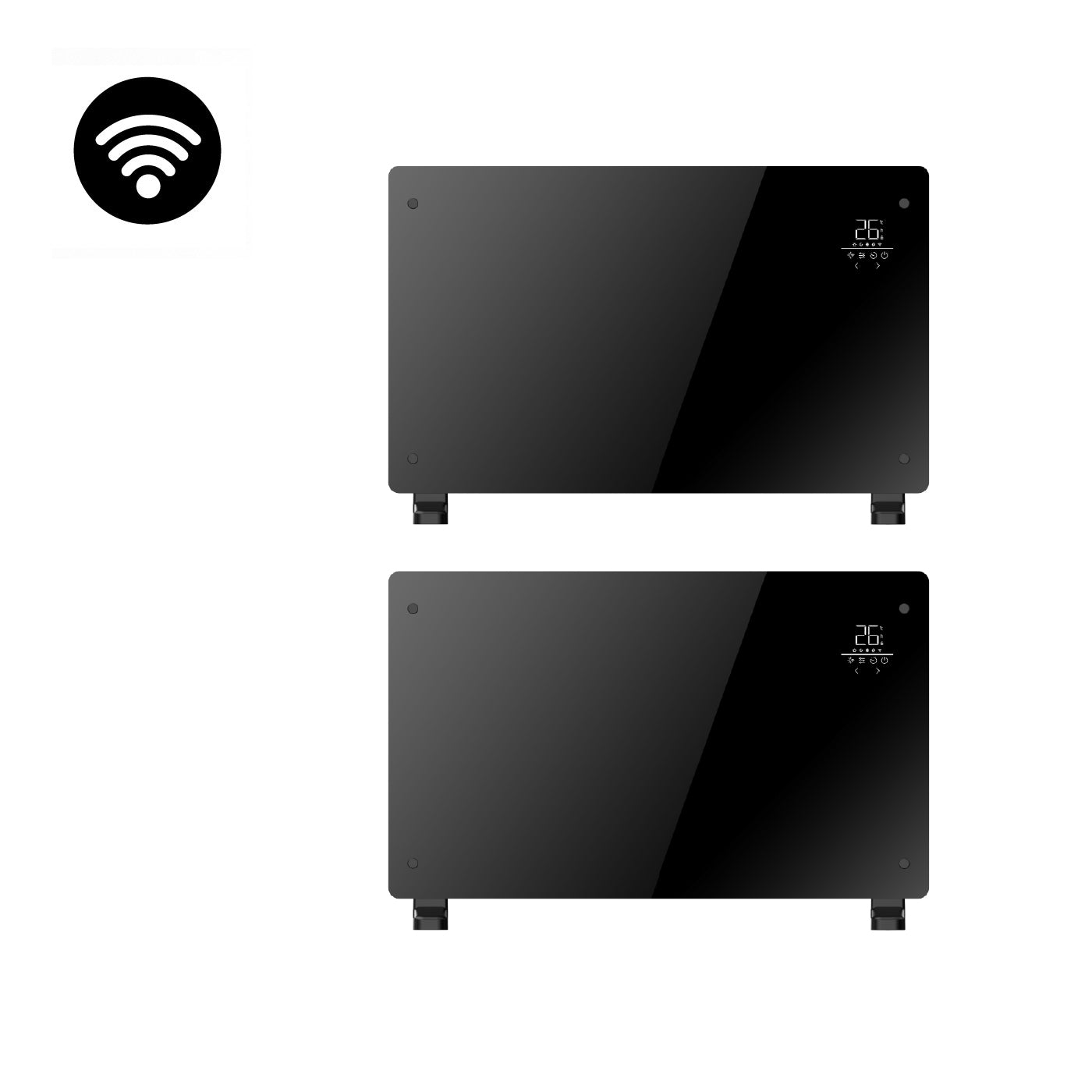 Pack x2 Estufas Paneles Radiadores Eléctricos Nordglass Negro 1500W