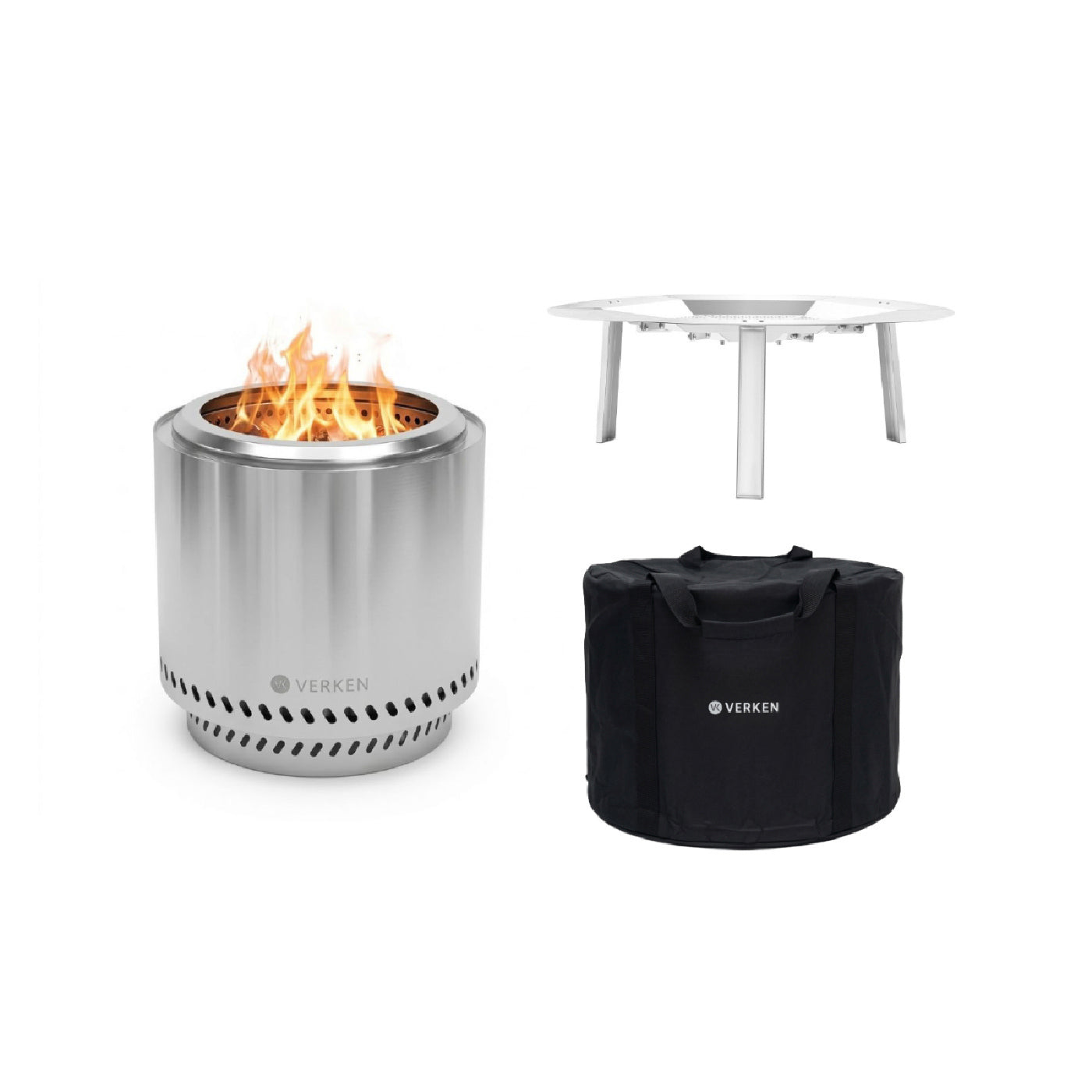 Pack Calor Brasero Sin Humo S 38 cm Plateado + Deflector Calor + Cobertor