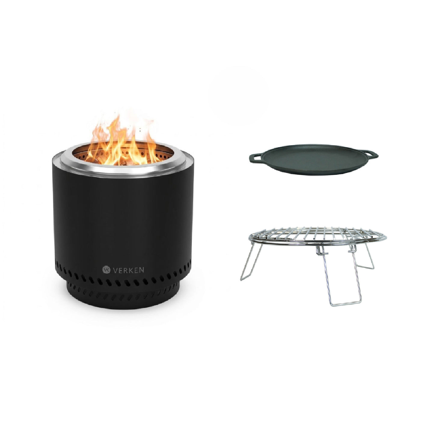 Pack Parrillero Brasero sin Humo L 50 cm Negro + Accesorios